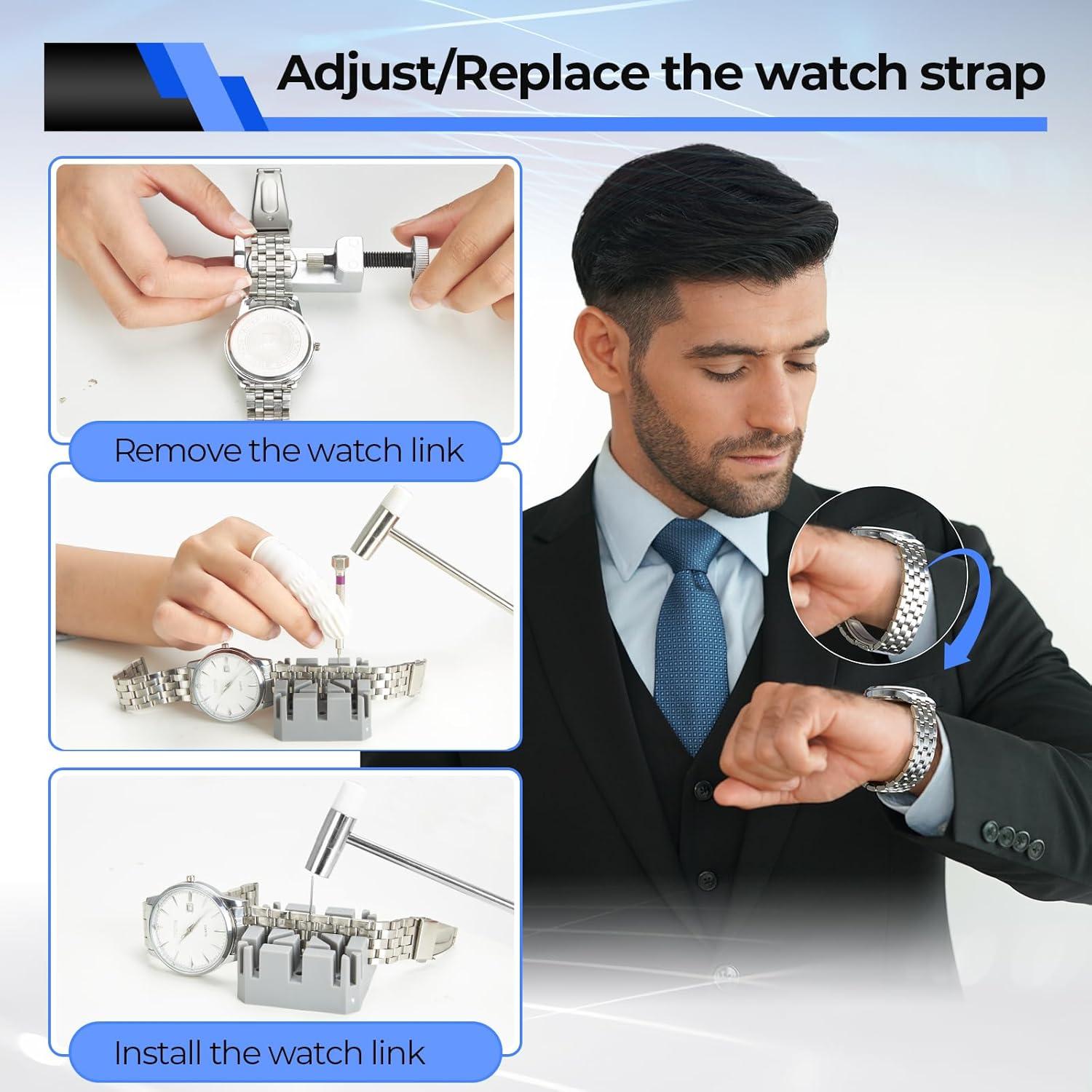 Kit de Reparación de Reloj Ohuhu 192 PCS Profesional con Bolsa