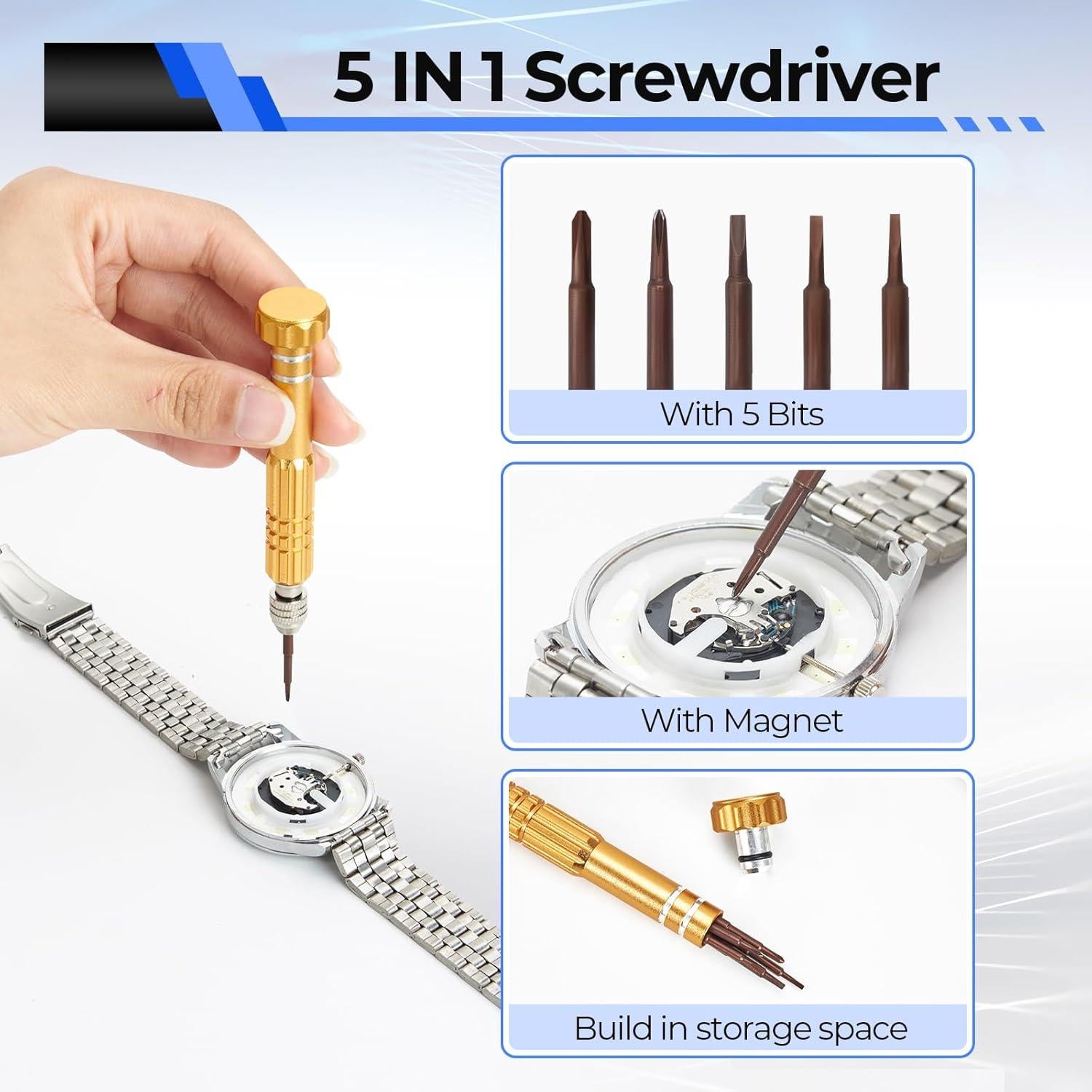 Kit de Reparación de Reloj Ohuhu 192 PCS Profesional con Bolsa