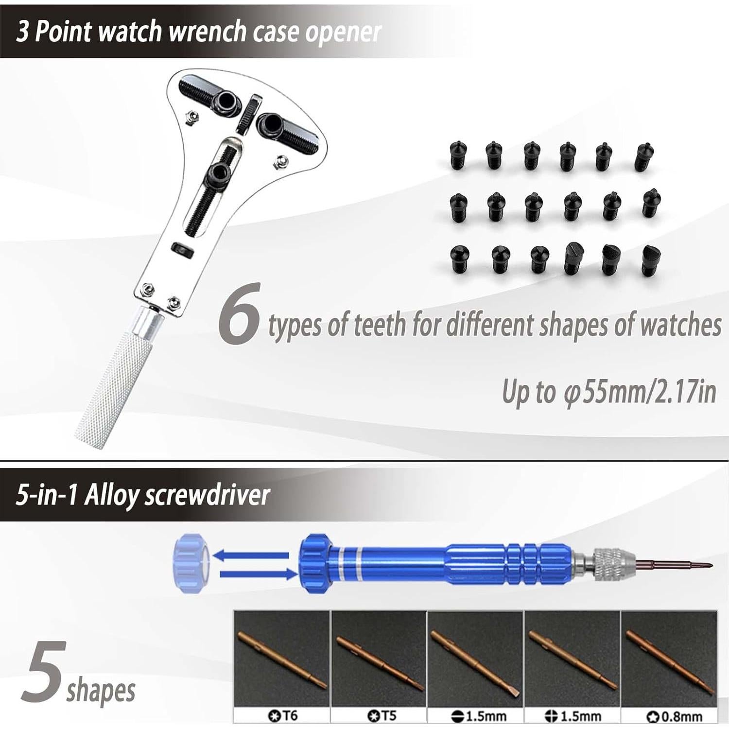 Kit de Reparación de Reloj GLDCAPA 145 Piezas con Baterías