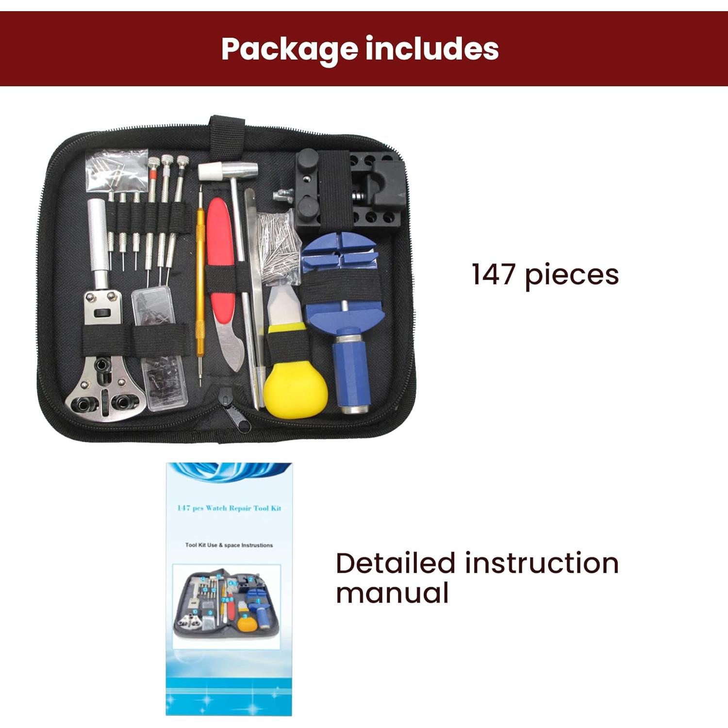 Kit de Reparación de Reloj Gadgetime 147 Piezas con Estuche