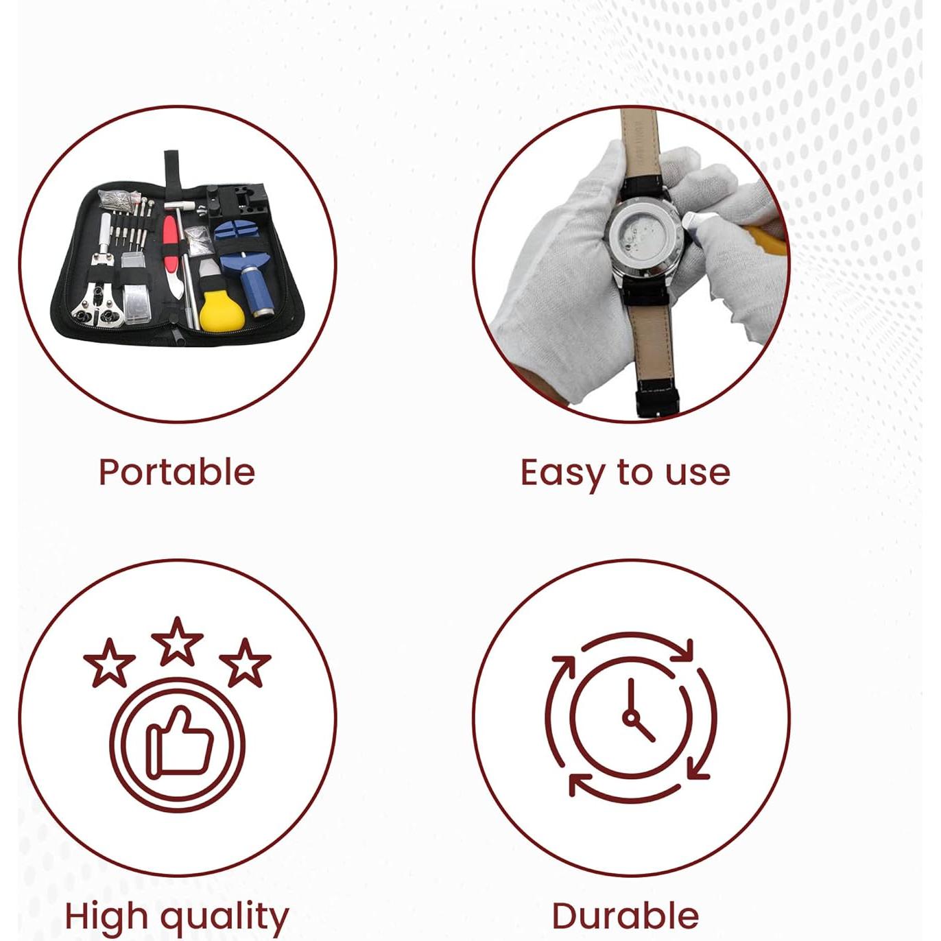 Kit de Reparación de Reloj Gadgetime 147 Piezas con Estuche