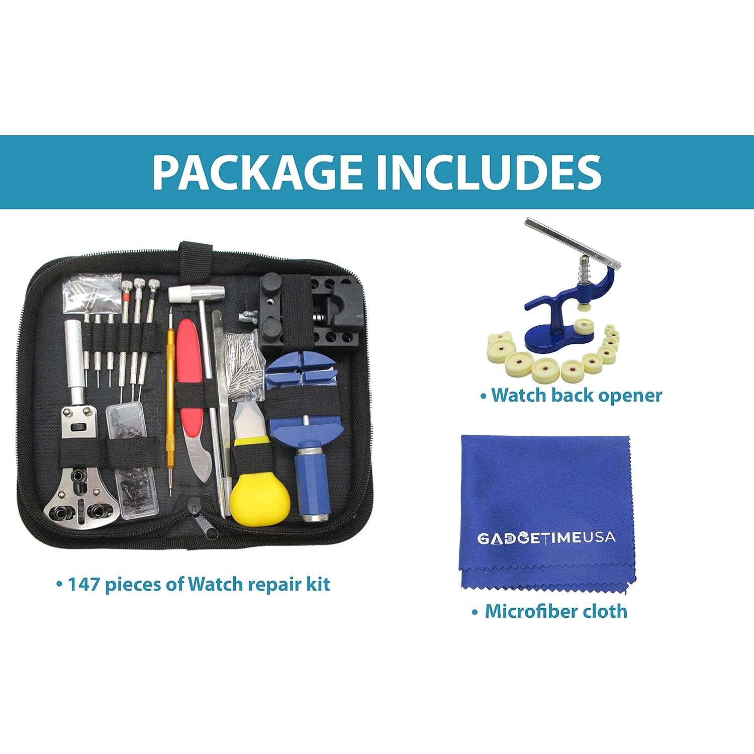 Kit de Herramientas para Reparación de Relojes Gadgetime 147 Piezas