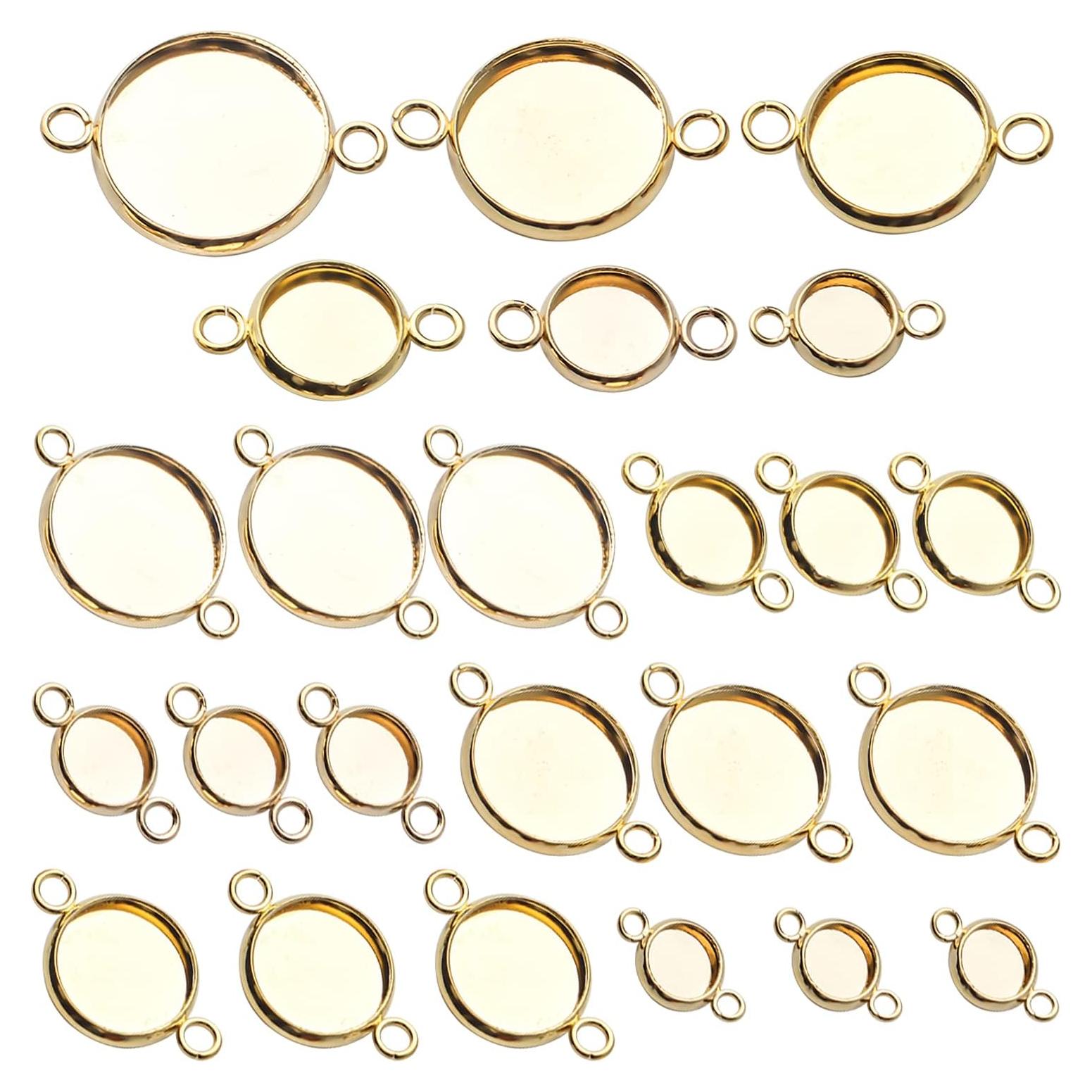 24 Conectores de Cabochón Dorados BronaGrand 6 Tamaños