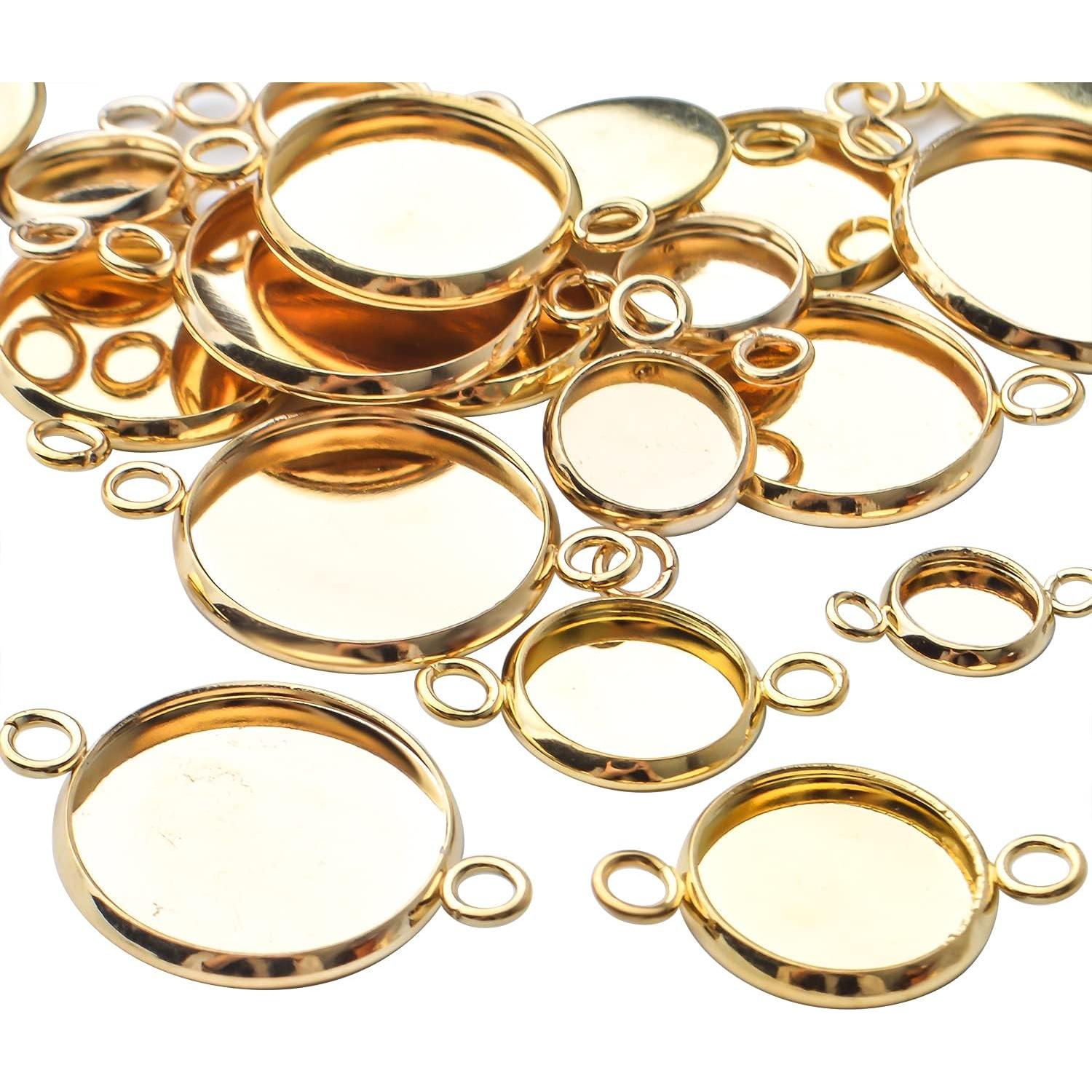 24 Conectores de Cabochón Dorados BronaGrand 6 Tamaños