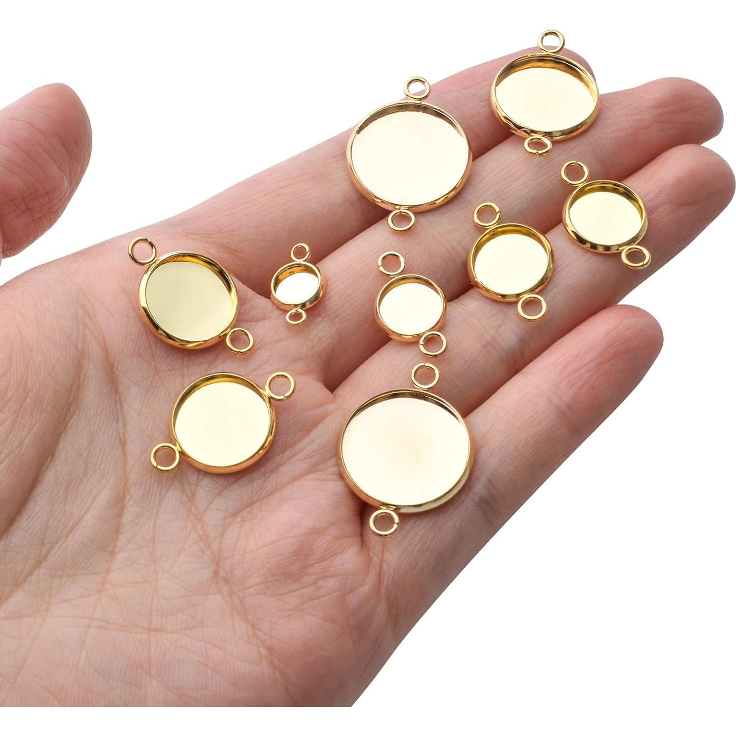 24 Conectores de Cabochón Dorados BronaGrand 6 Tamaños