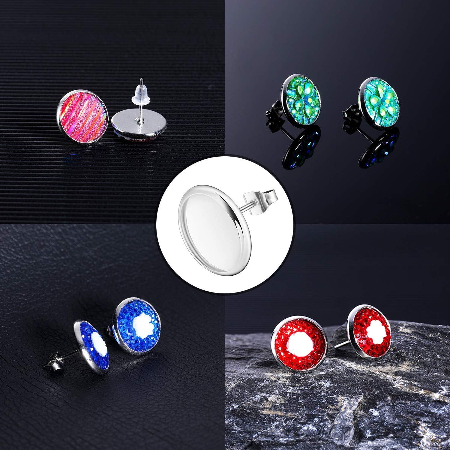 Kit de Aretes de Stud Hicarer 300 Piezas 12 mm Acero Inoxidable