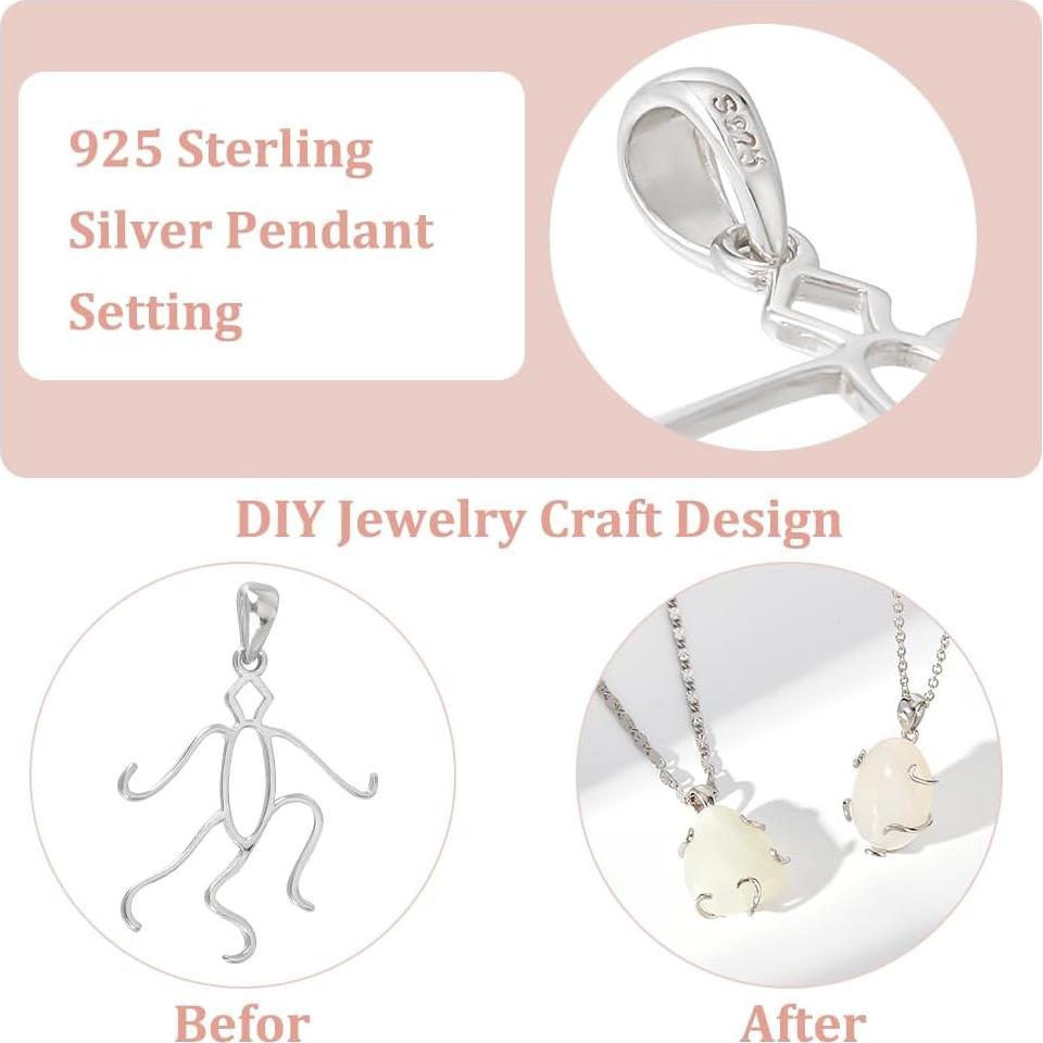 Colgante Vacío 5 Garras Prong BENECREAT Plata Esterlina 925