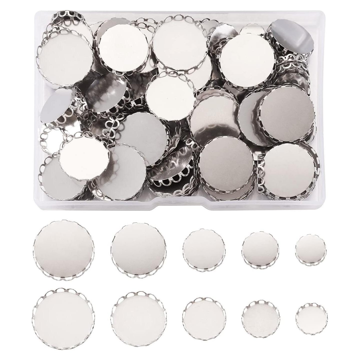 150 Tazas de Bezel Redondas Acero Inoxidable Craftdady 10-20mm