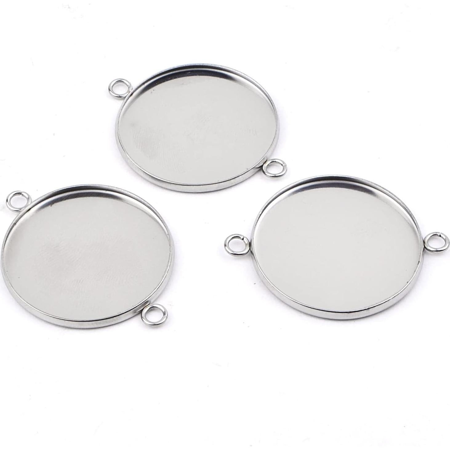 20 Bandejas de Colgante Redondas KMOSPAD 25 mm Acero Inoxidable