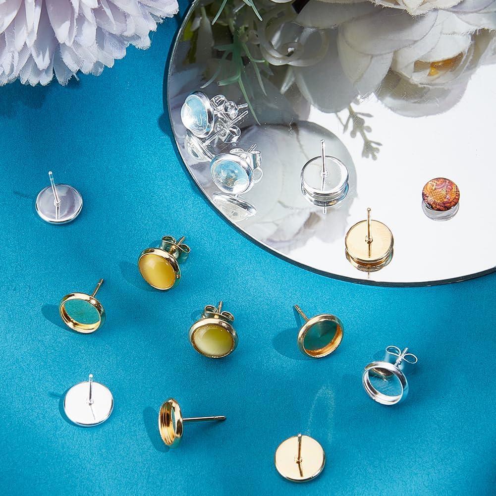 Beebeecraft 60 Piezas Configuraciones Aretes 8mm Oro 18K Plata 925