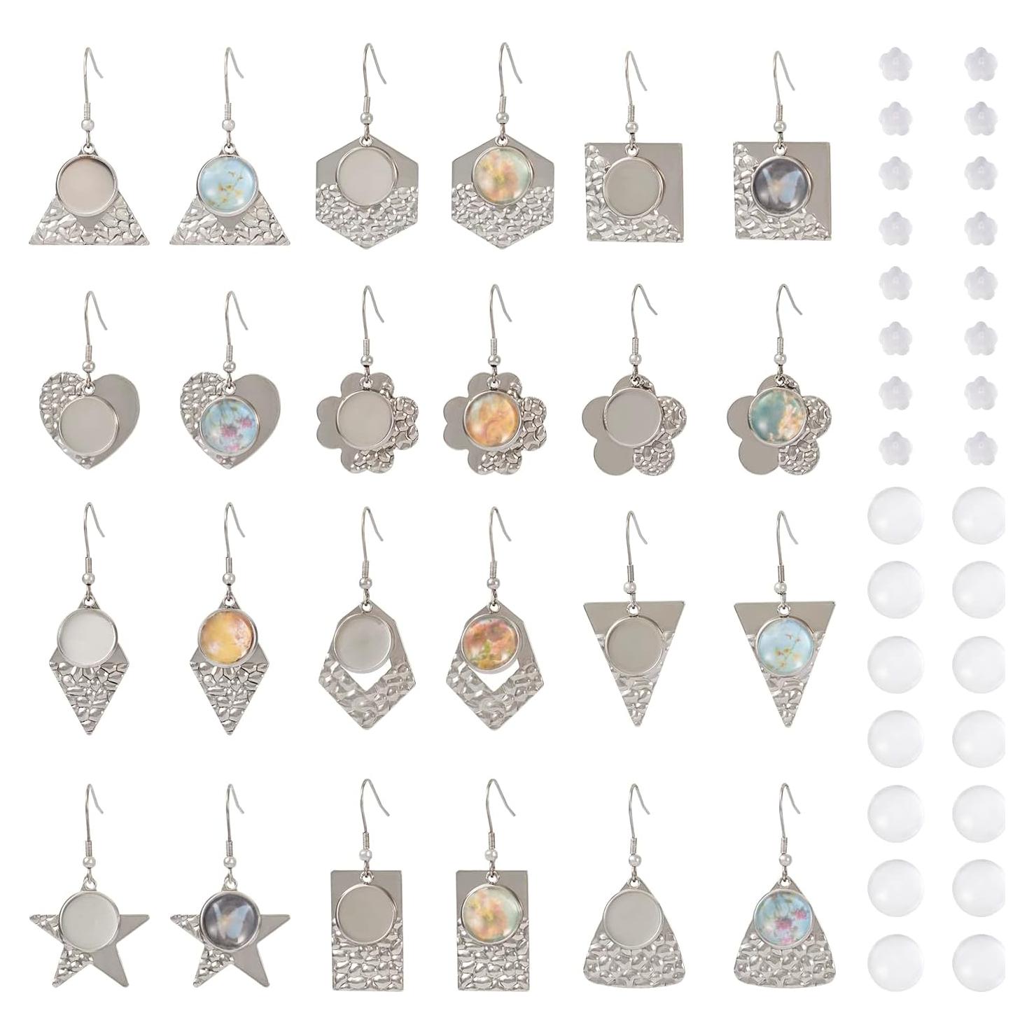 Bandejas de Aretes FASHEWELRY 24 Pcs Acero Inoxidable DIY