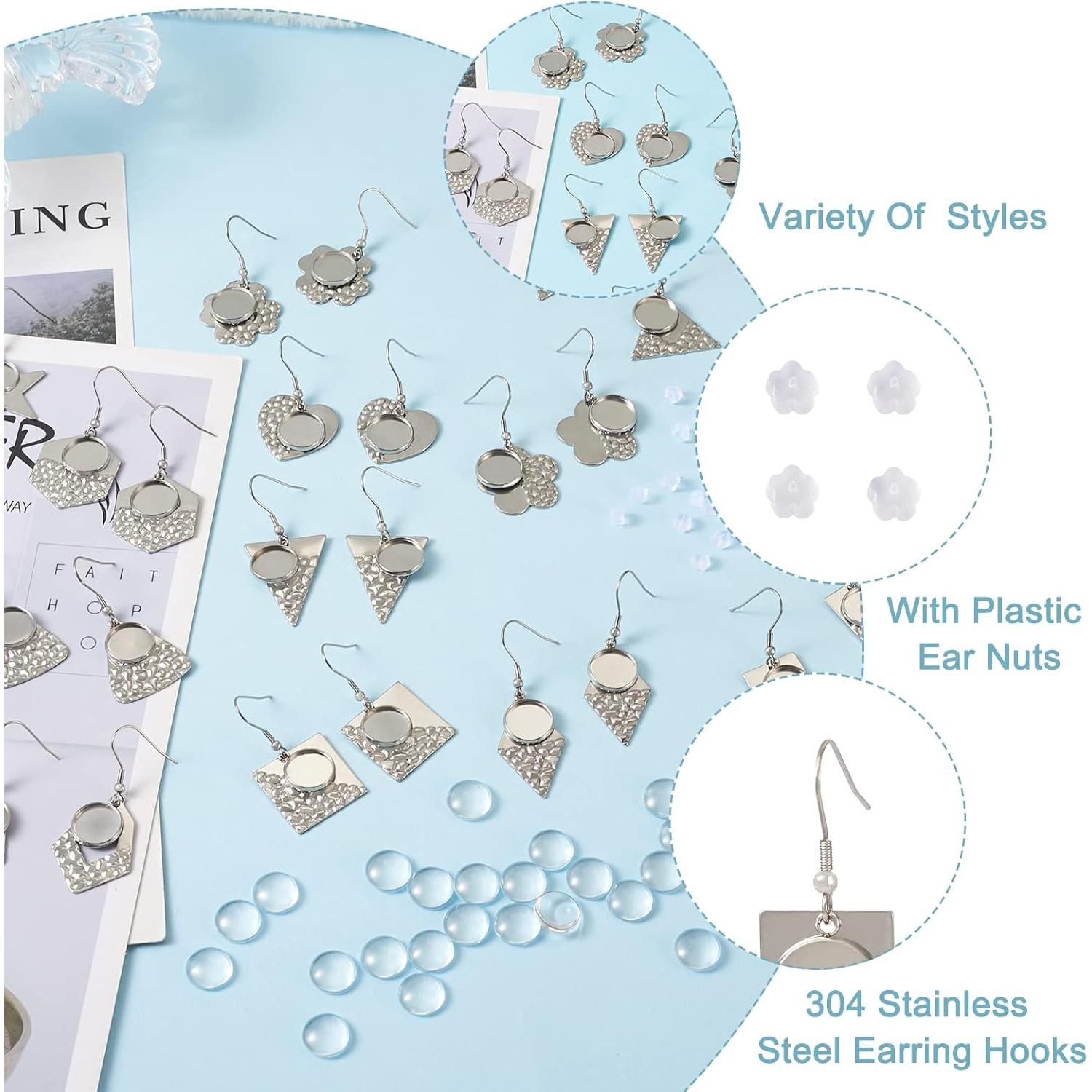 Bandejas de Aretes FASHEWELRY 24 Pcs Acero Inoxidable DIY