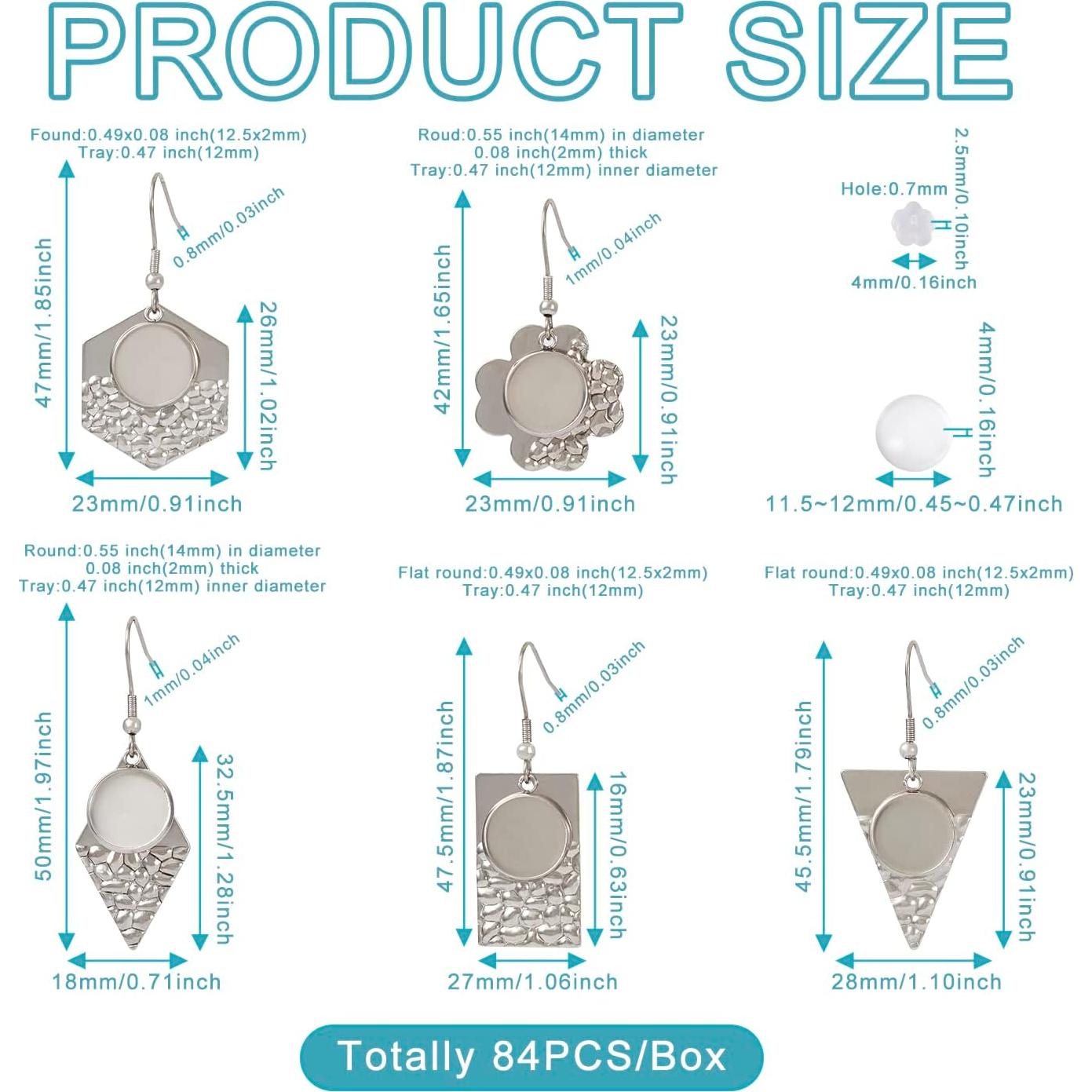 Bandejas de Aretes FASHEWELRY 24 Pcs Acero Inoxidable DIY