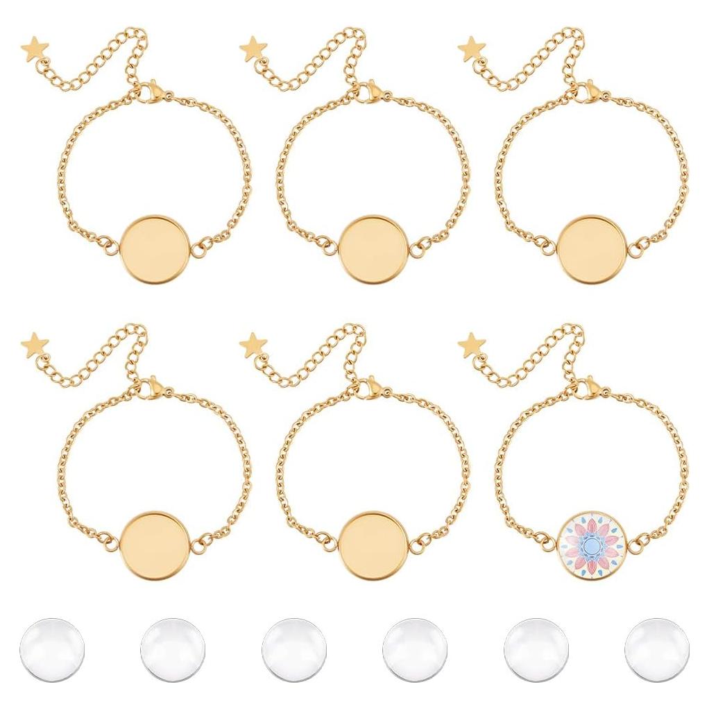 Pulseras de Acero Inoxidable UNICRAFTALE 6 Pcs Ajustables 14.4cm