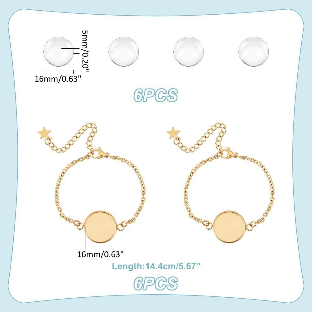 Pulseras de Acero Inoxidable UNICRAFTALE 6 Pcs Ajustables 14.4cm