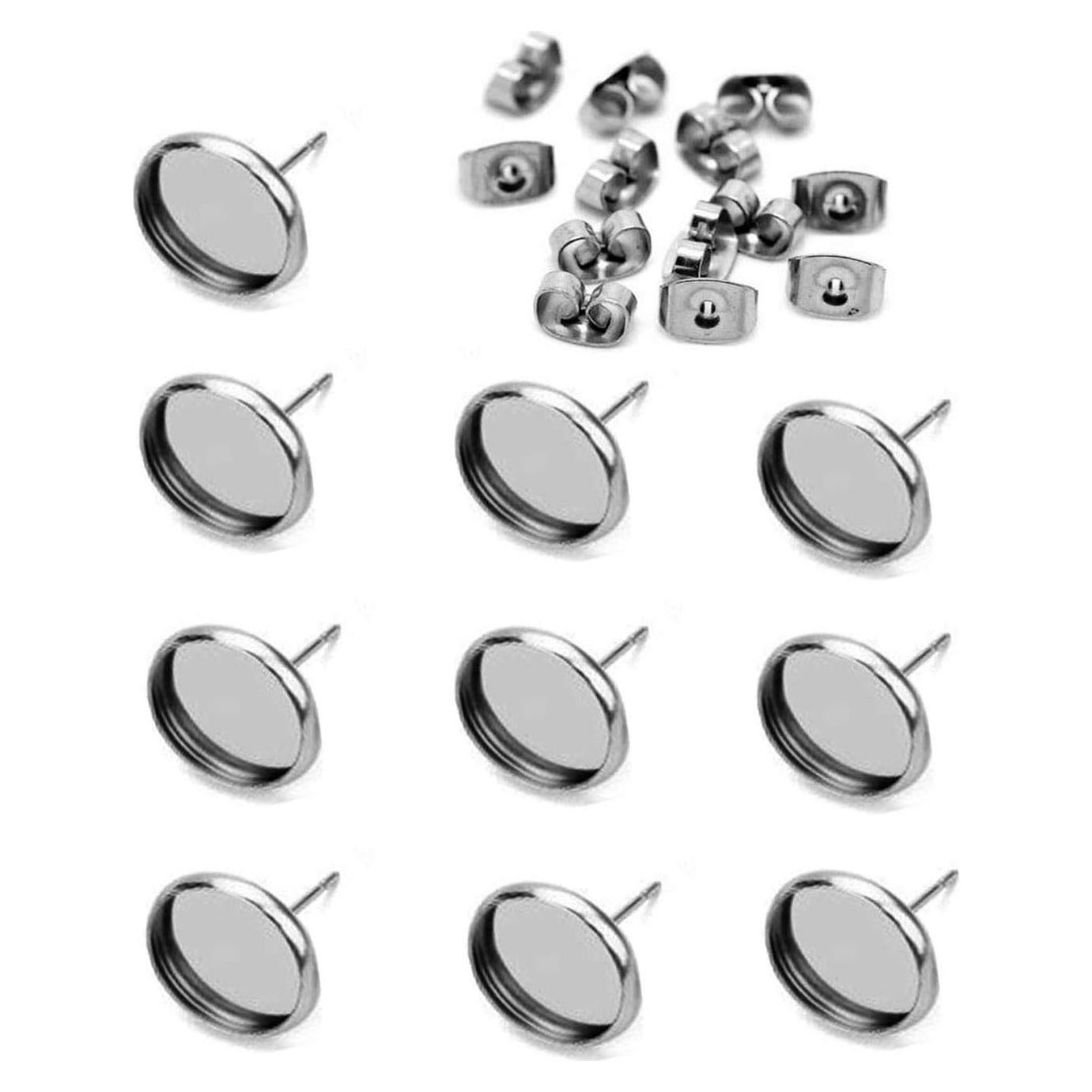 40 Piezas de Pendientes de Acero Inoxidable 8mm DIY iloveDIYbeads