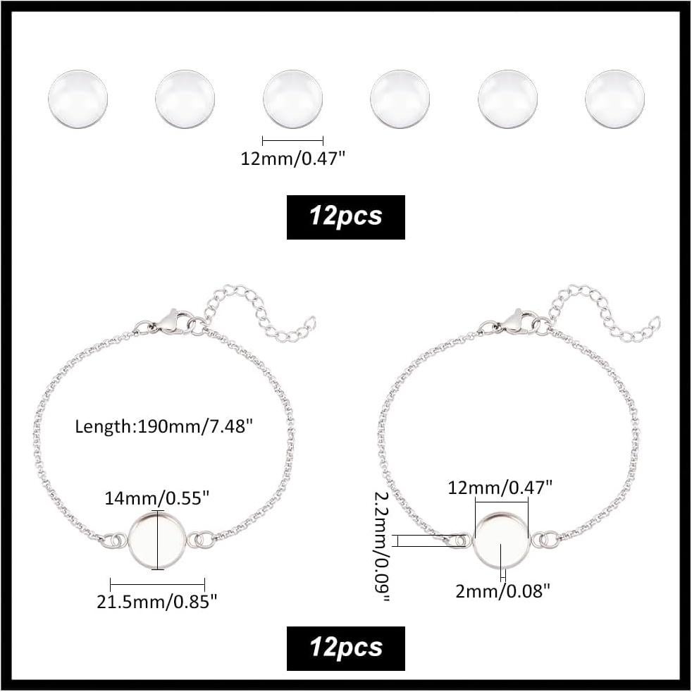 Kits de Brazaletes UNICRAFTALE 12 Piezas Acero Inoxidable 12mm