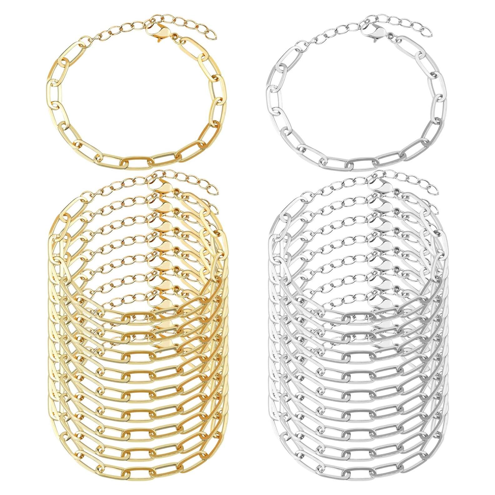 Kit de Pulseras de Cadena Aleación Tiggell 20 Piezas Oro Plata