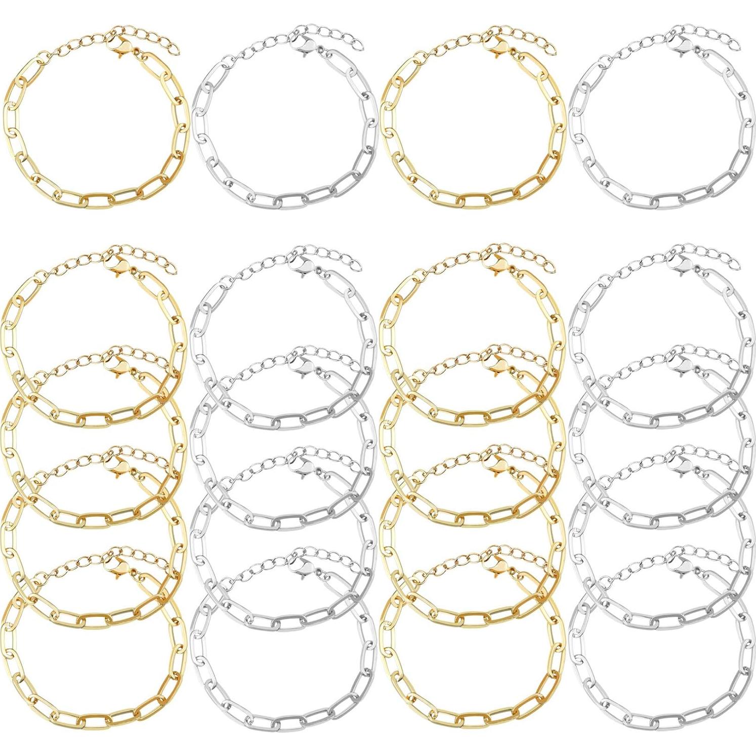 Kit de Pulseras de Cadena Aleación Tiggell 20 Piezas Oro Plata