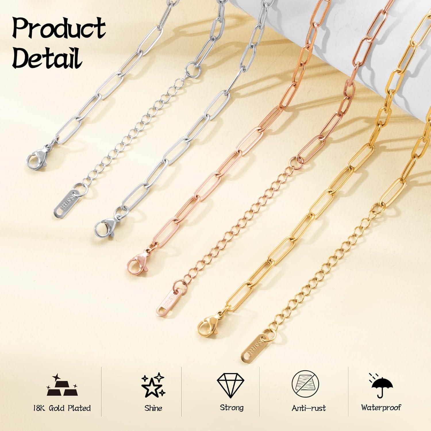 Kit de Pulseras de Encanto HUISUYTON 10 Pcs Oro 18K 16 cm