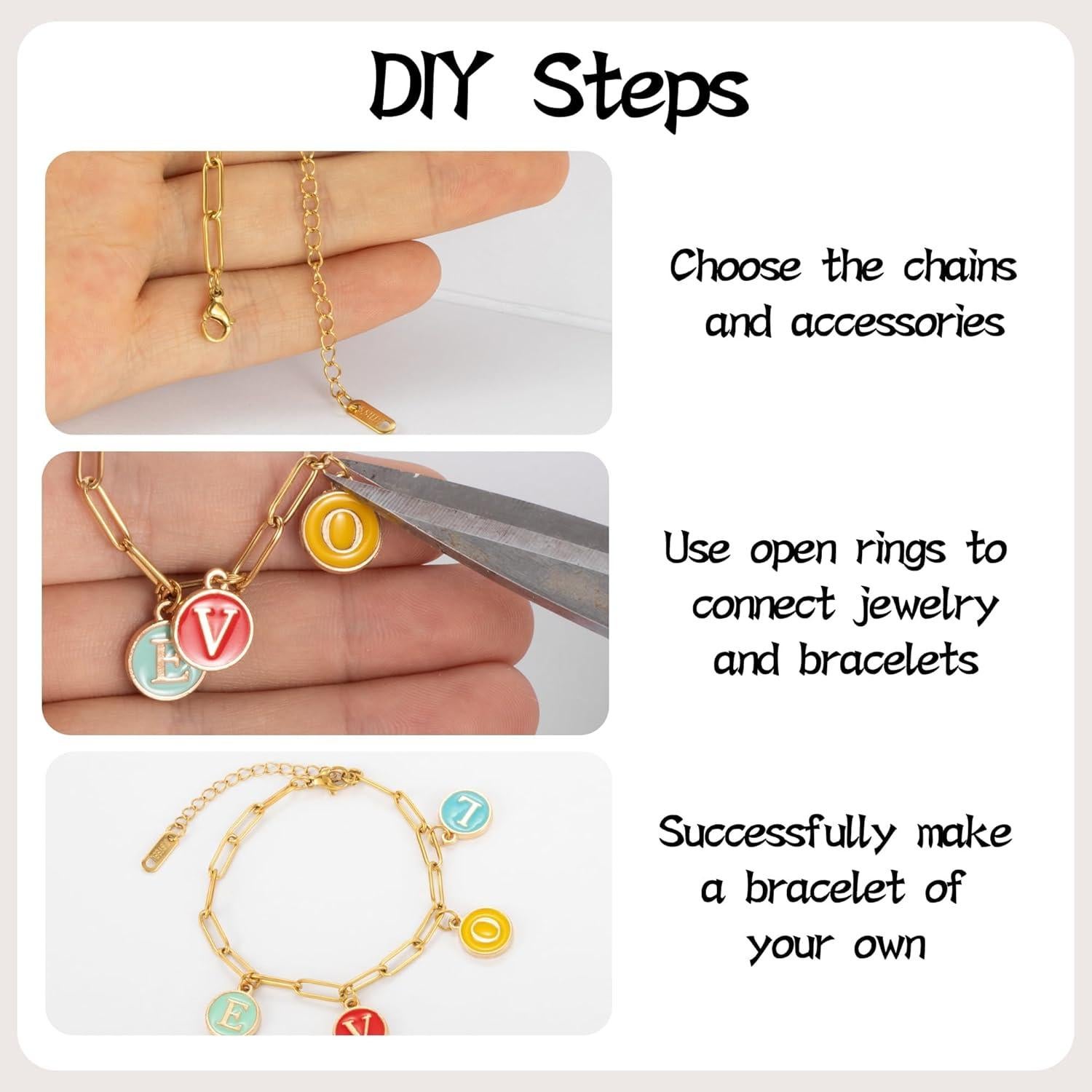 Kit de Pulseras de Encanto HUISUYTON 10 Pcs Oro 18K 16 cm