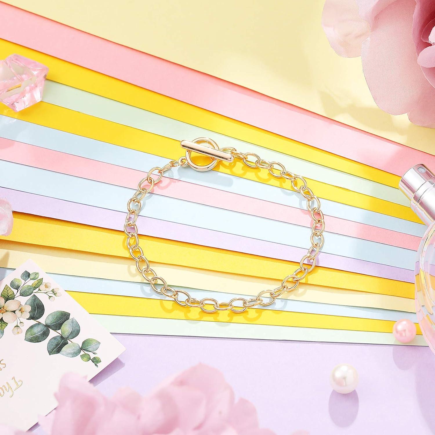 Cadenas de Pulsera Hicarer 24 Piezas Oro Acero Inoxidable