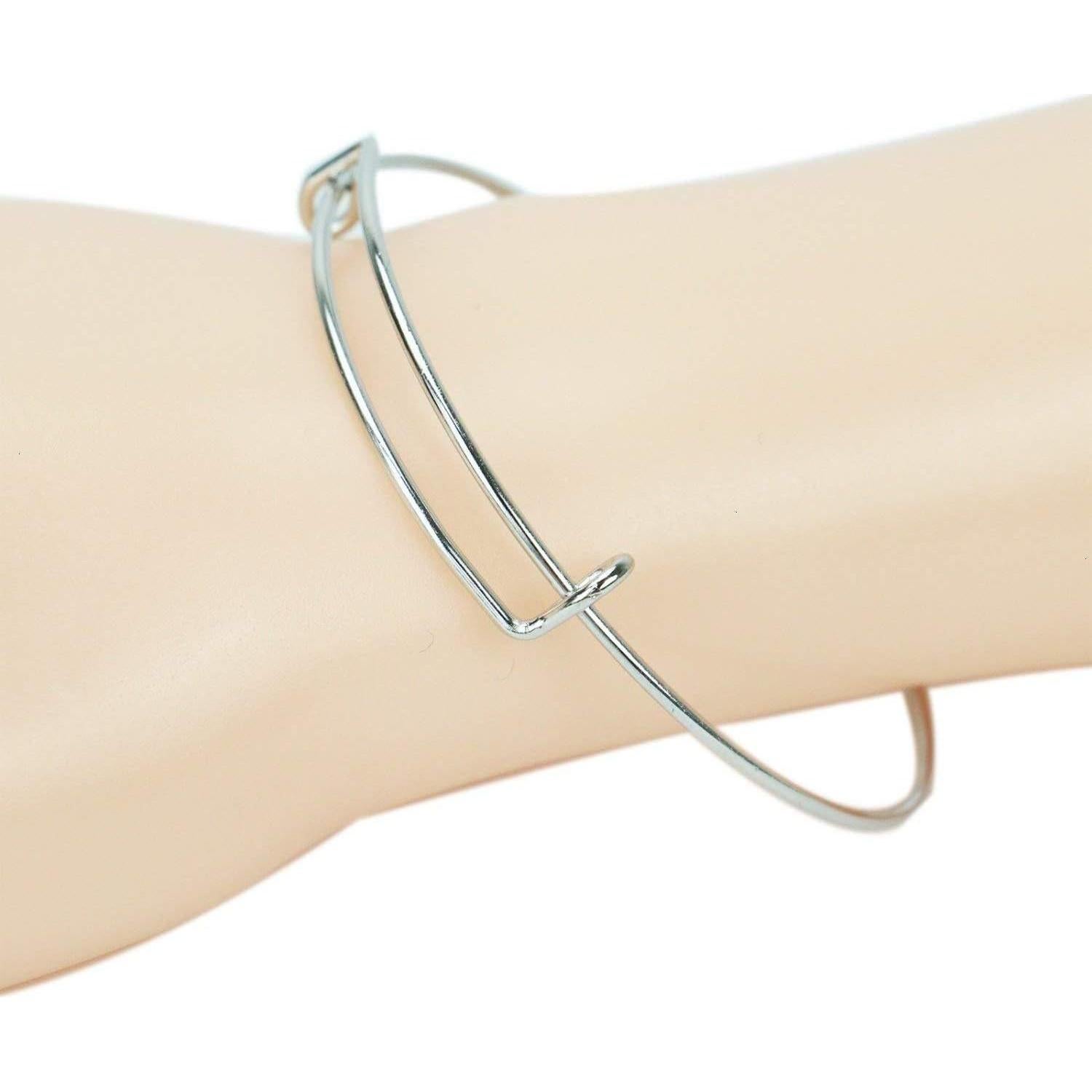 20 Pulseras de Alambre Ajustable Plata para Joyería DIY