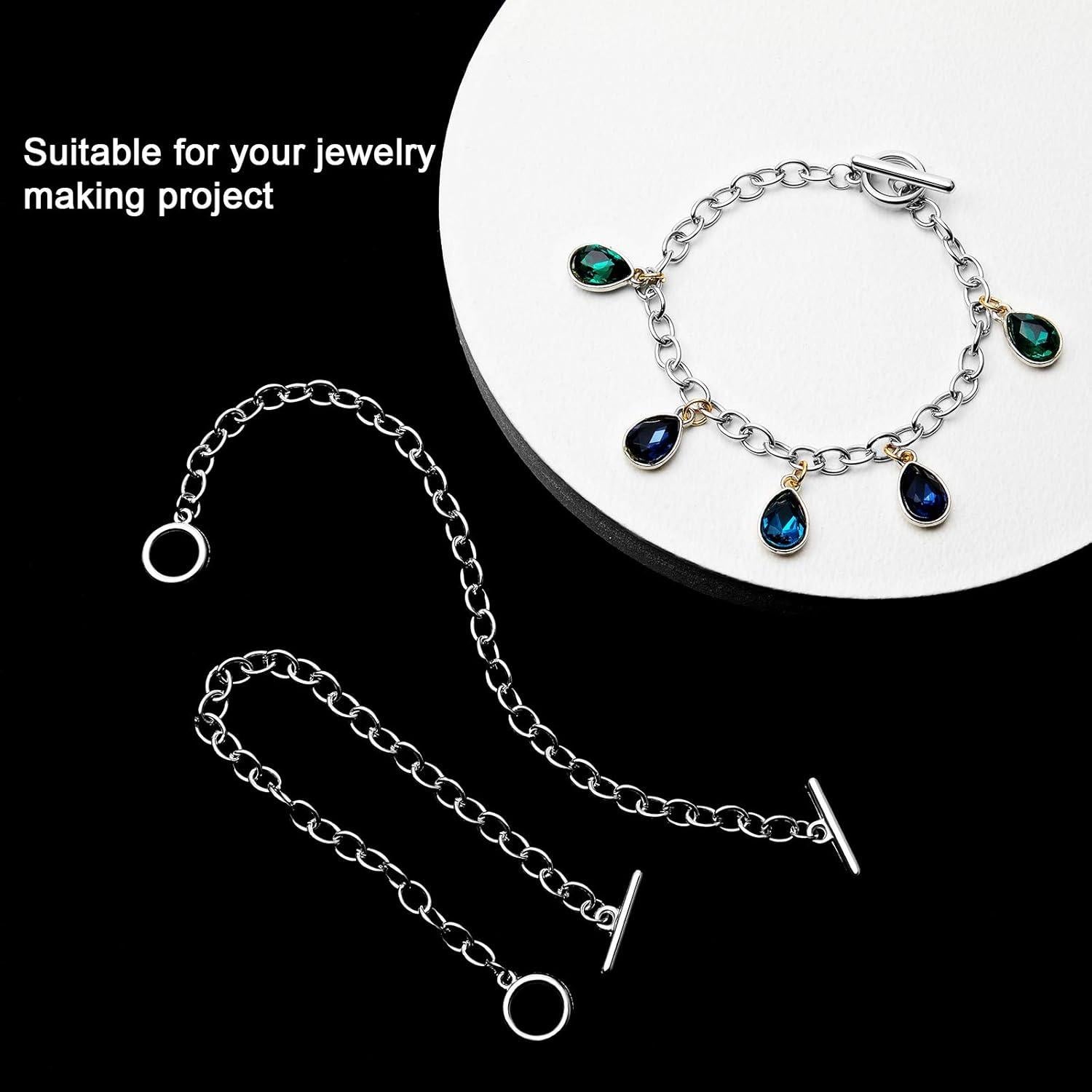 20 Pulseras de Cadena de Acero Inoxidable Junkin 18 cm Plata