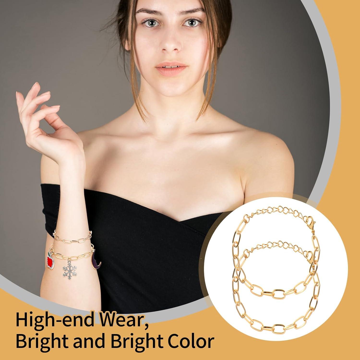 20 Piezas Cadenas de Pulsera de Encanto Doradas Piriuuo