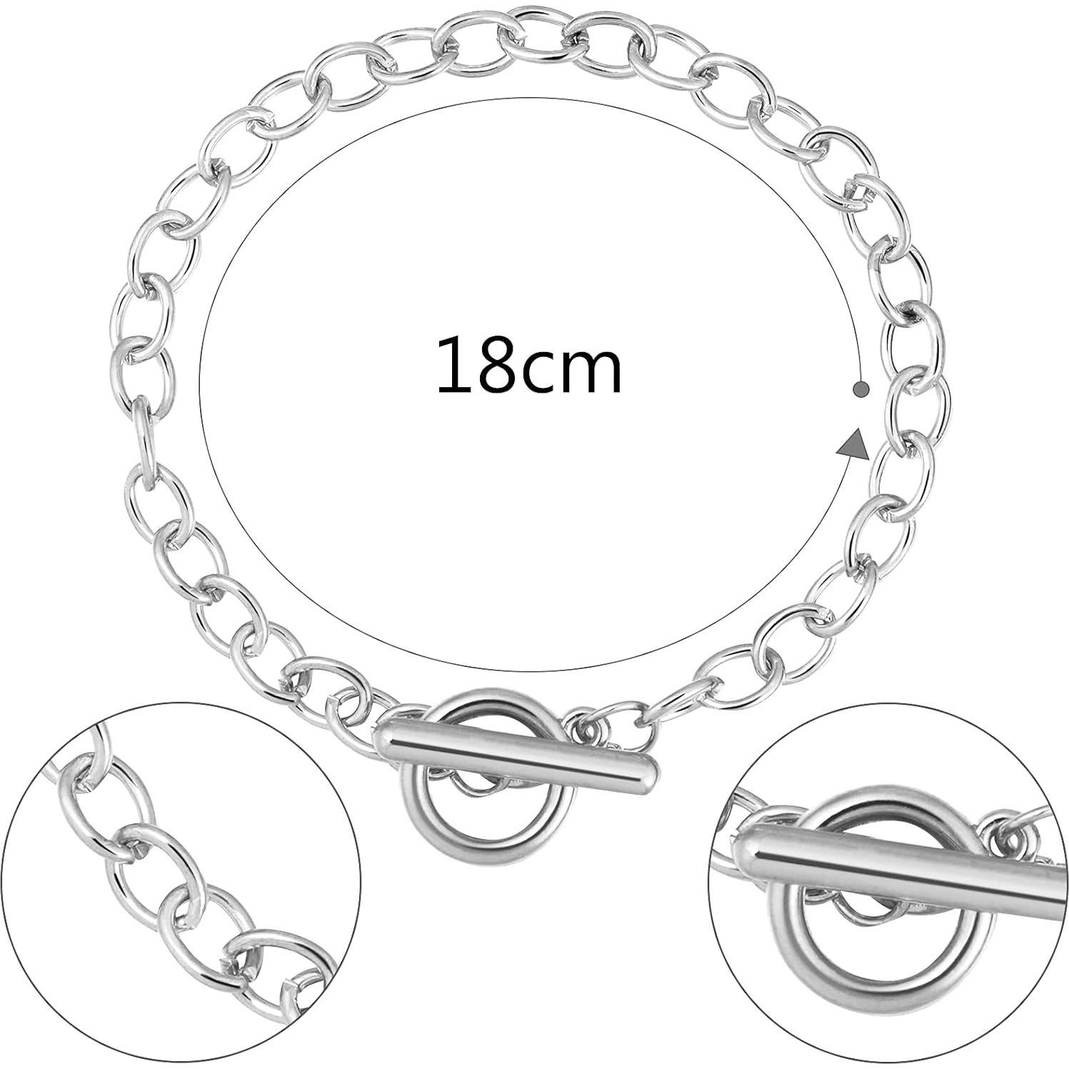 30 Cadenas de Pulsera Hicarer con Cierre de Palanca Plata 18 cm