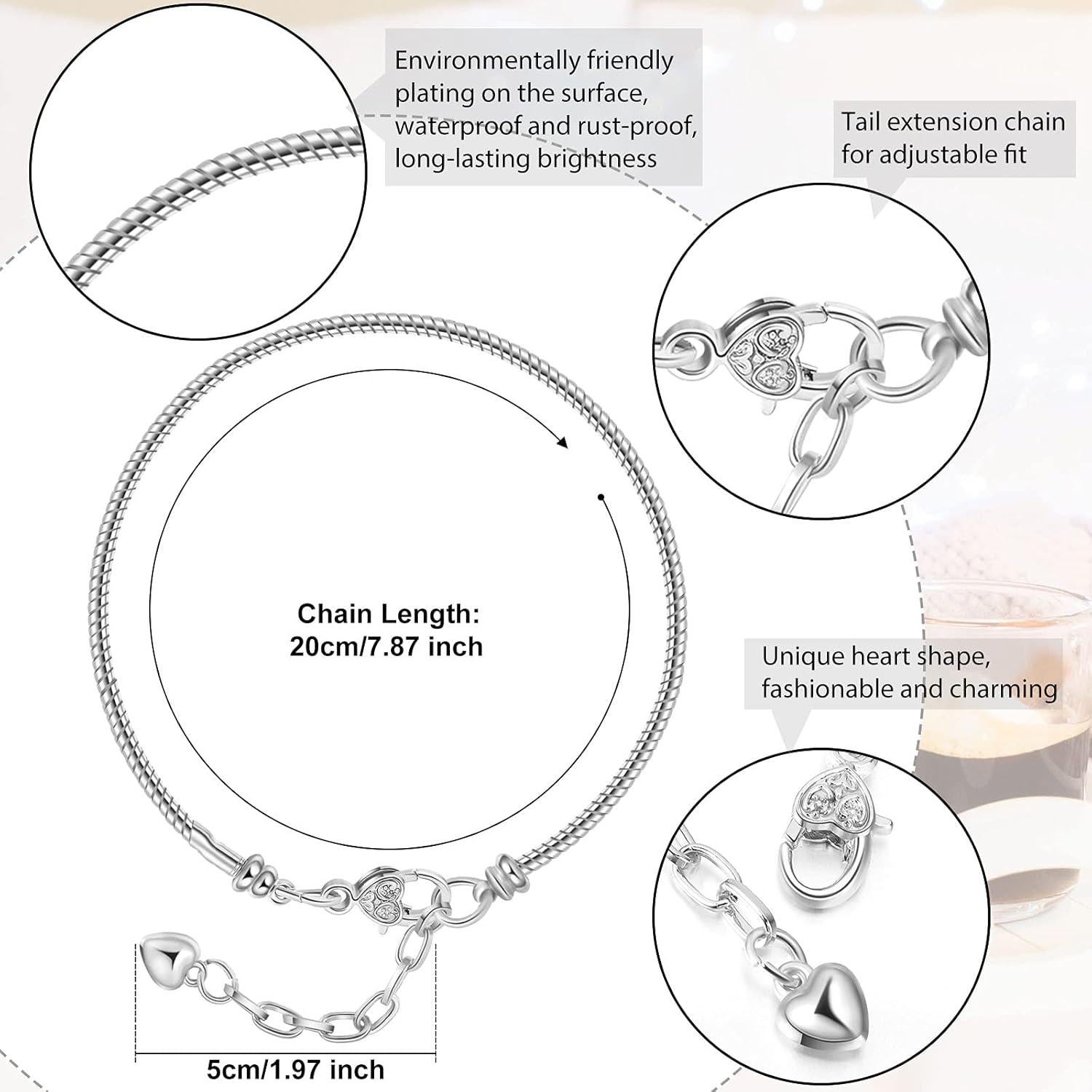 Cadena de Pulsera Ajustable Junkin 12 Pcs Cierre Corazón 19.99 cm