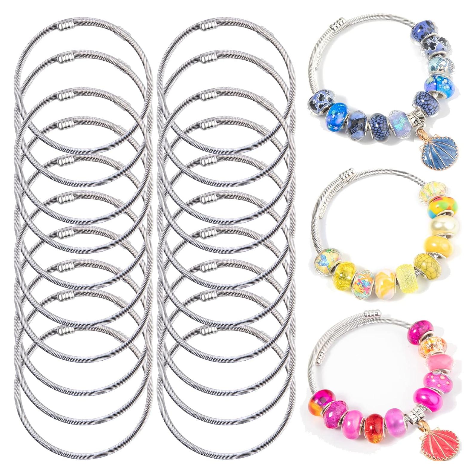 20 Piezas Pulsera de Encanto Expandible Acero Inoxidable