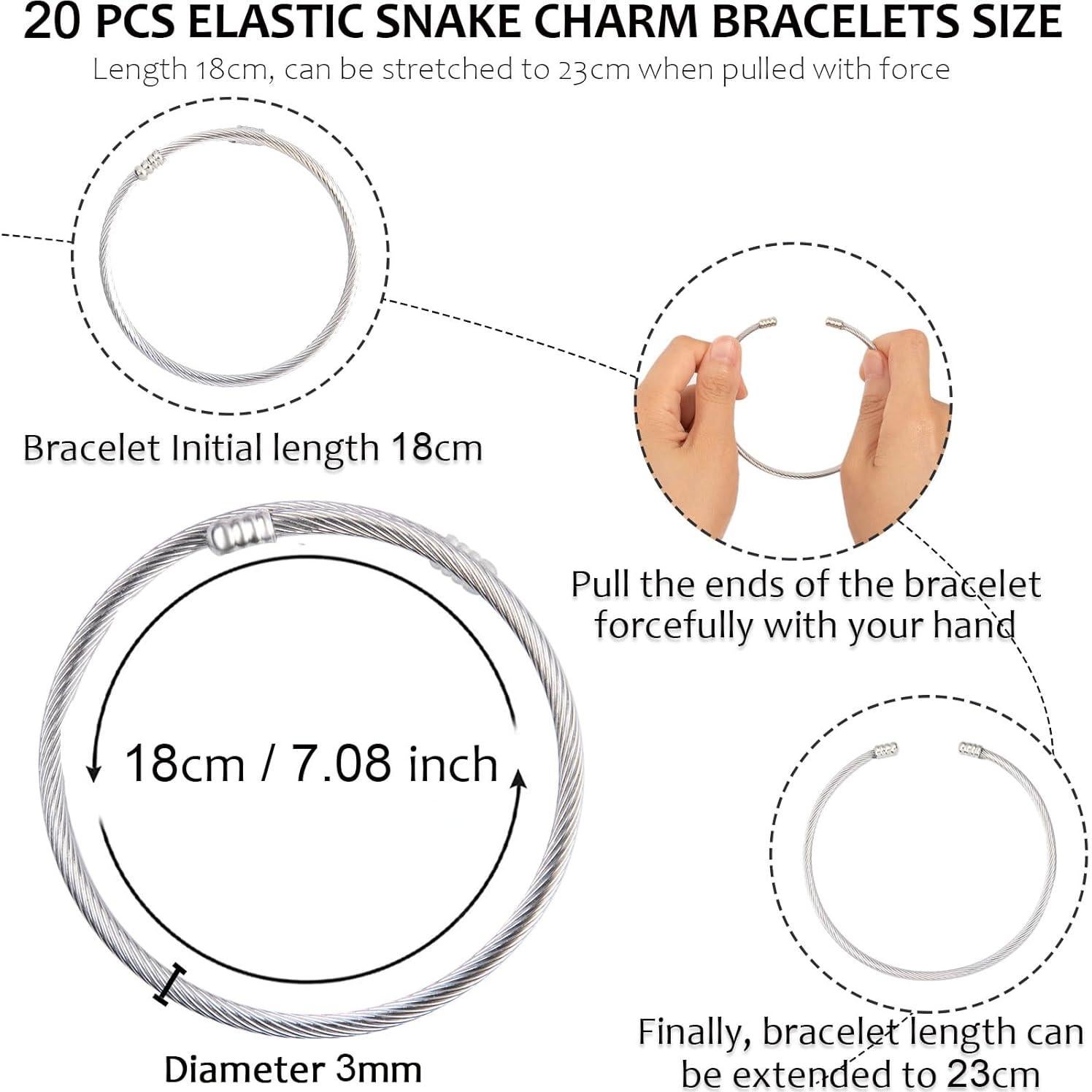 20 Piezas Pulsera de Encanto Expandible Acero Inoxidable