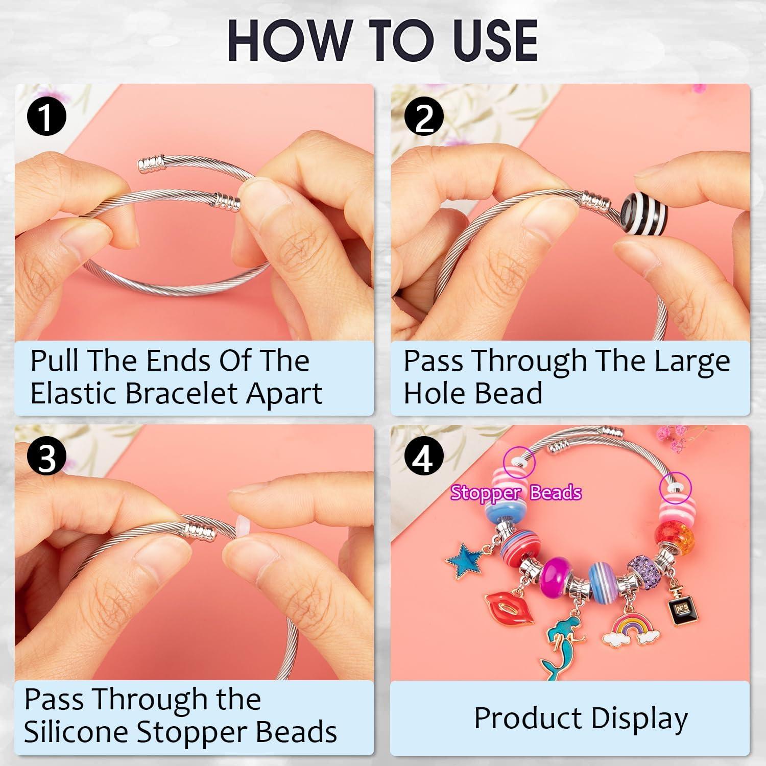 20 Piezas Pulsera de Encanto Expandible Acero Inoxidable