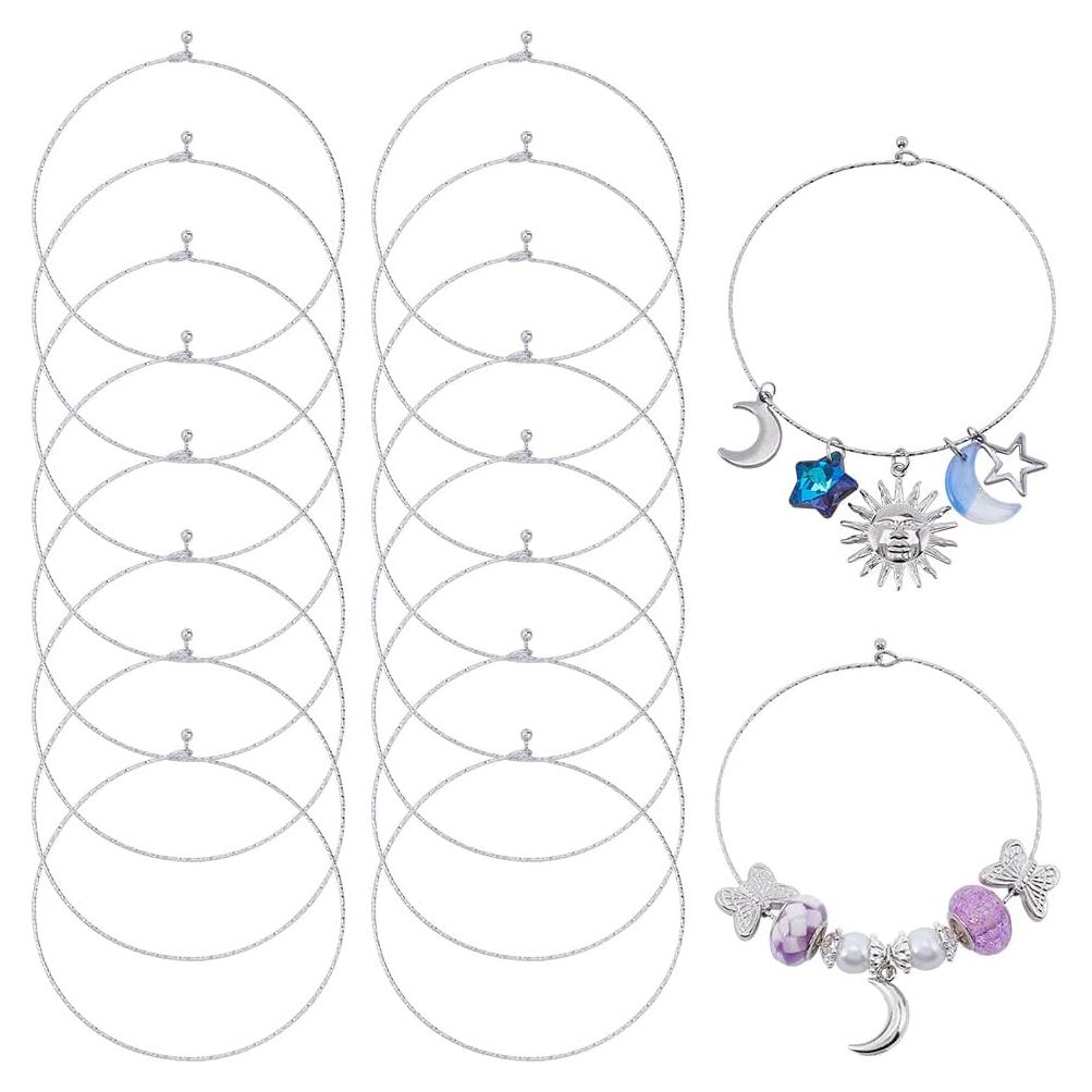 18 Pulseras de Alambre Blanco SUNNYCLUE Acero Inoxidable DIY