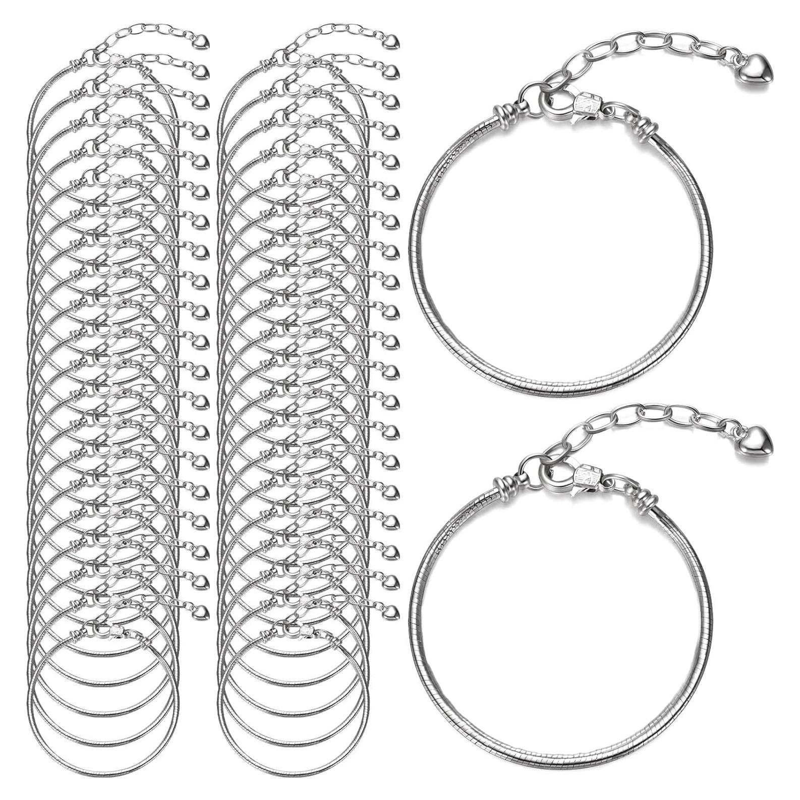 Pulsera de Encanto Ajustable Hicarer 27 Piezas Cobre Plata 16 cm