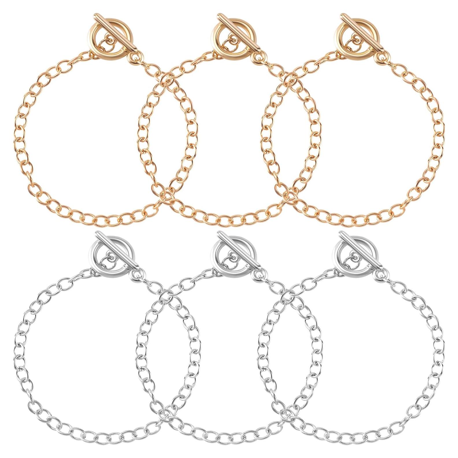 6 Cadenas de Pulsera DIY Isslly Oro y Plata 19.5 cm