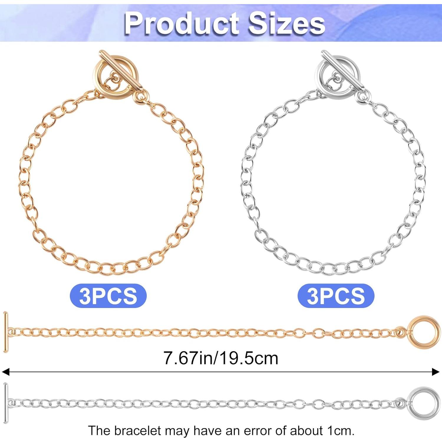 6 Cadenas de Pulsera DIY Isslly Oro y Plata 19.5 cm