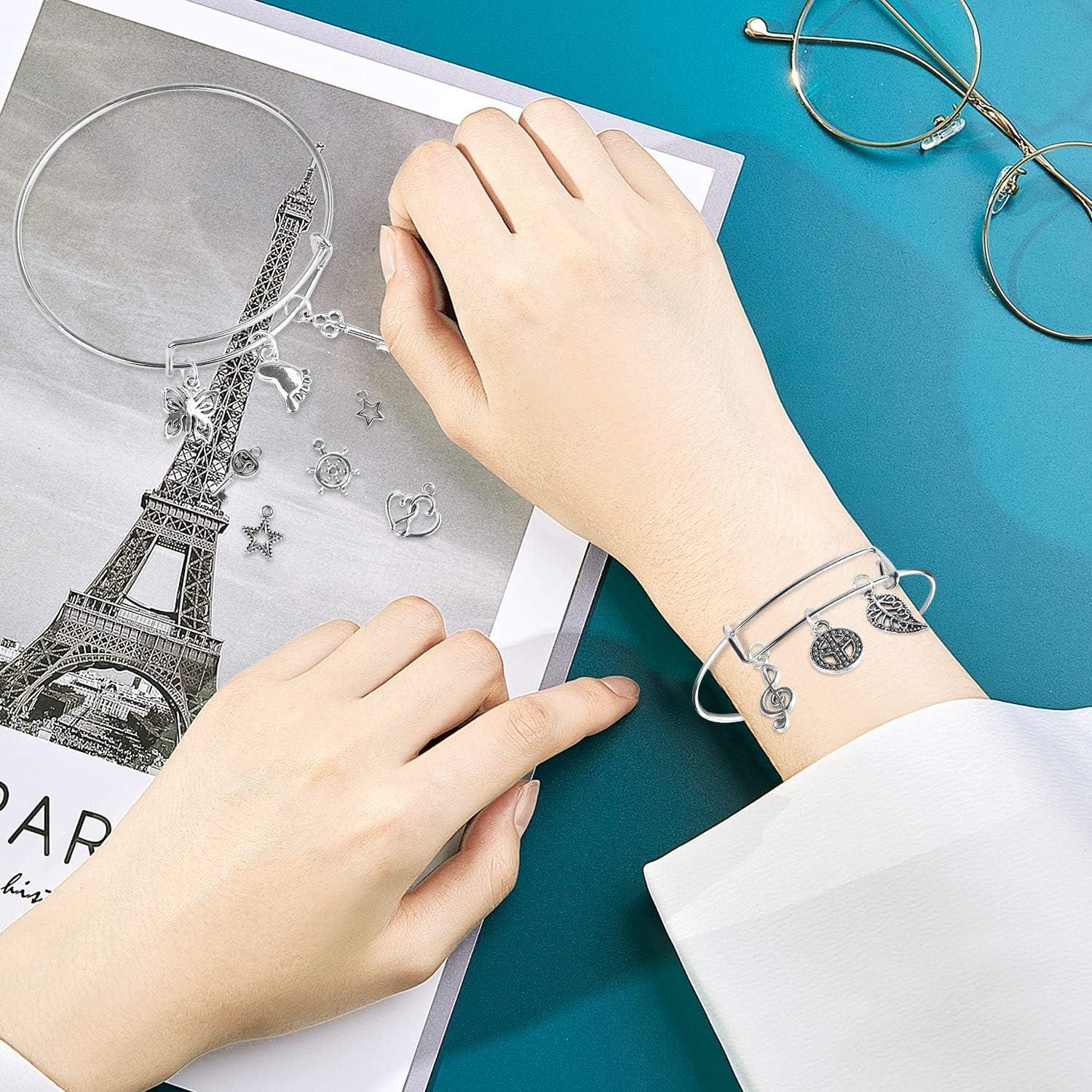 Kit de Fabricación de Pulseras UPINS 30Pcs Ajustables Plata