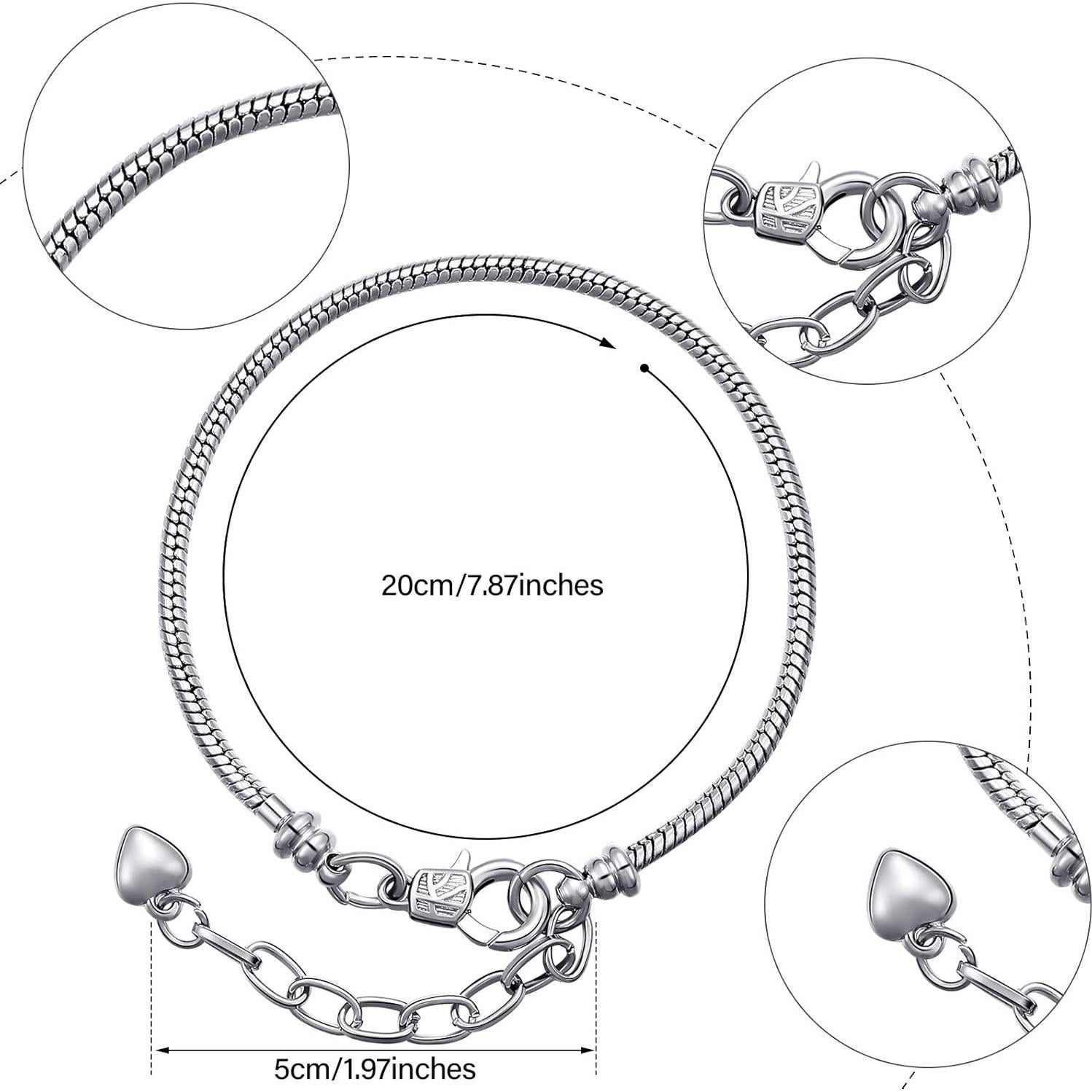Hicarer 20 Pcs Pulsera de Cadena de Acero Inoxidable DIY Plata
