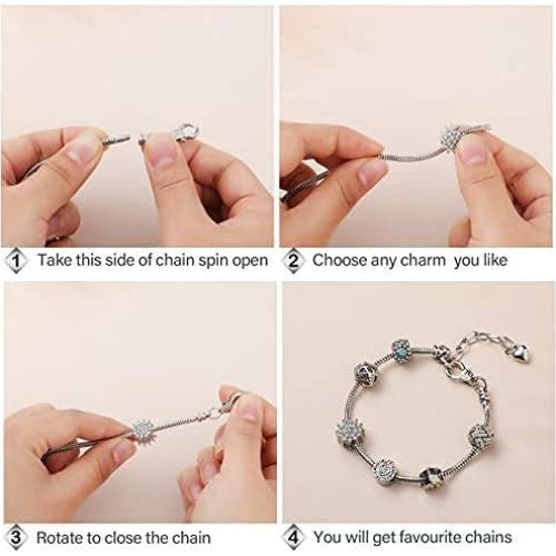 Hicarer 20 Pcs Pulsera de Cadena de Acero Inoxidable DIY Plata