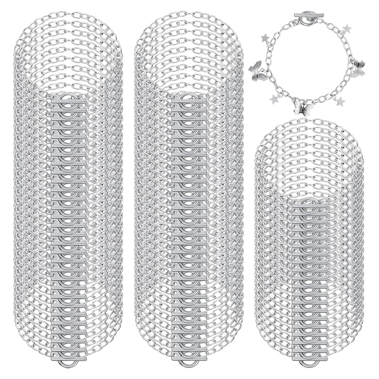 80 Pulseras de Cadena Minimalista Bucherry en Plata 18 cm