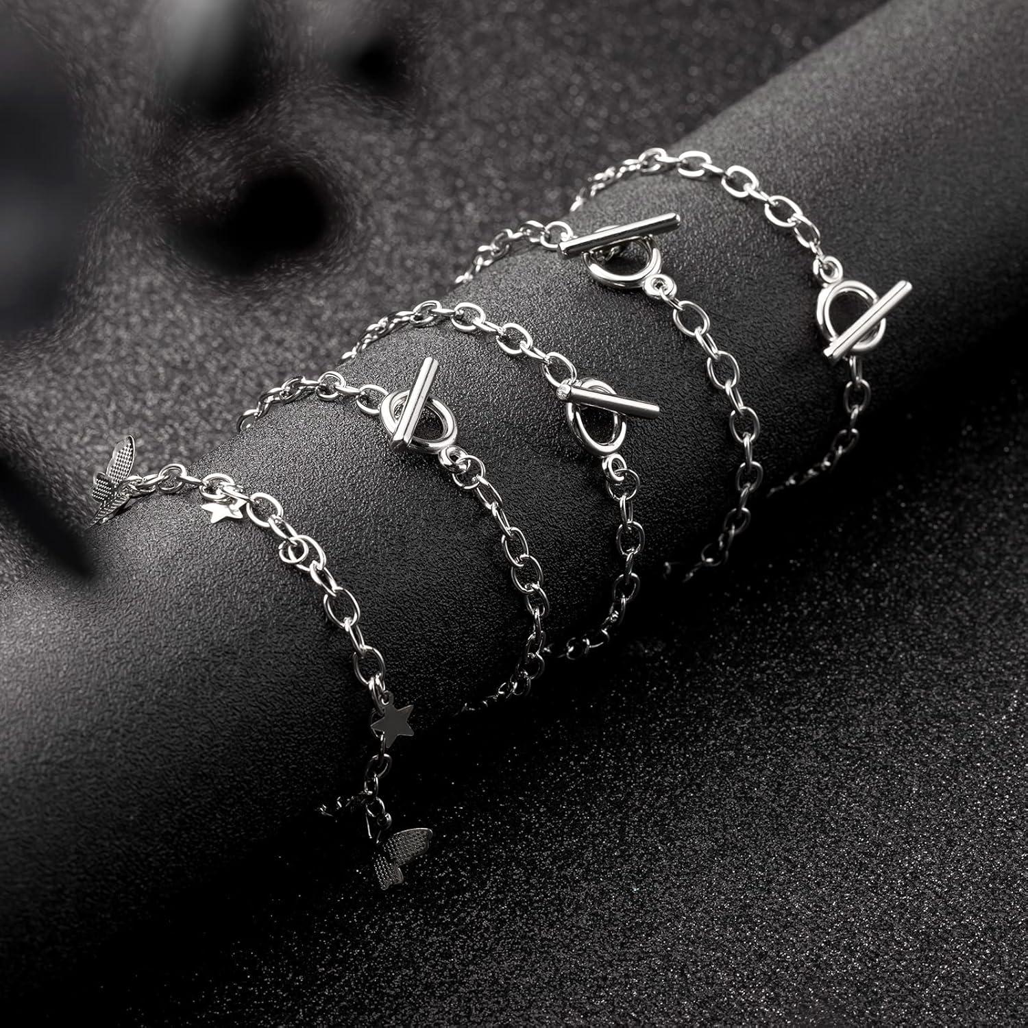 80 Pulseras de Cadena Minimalista Bucherry en Plata 18 cm