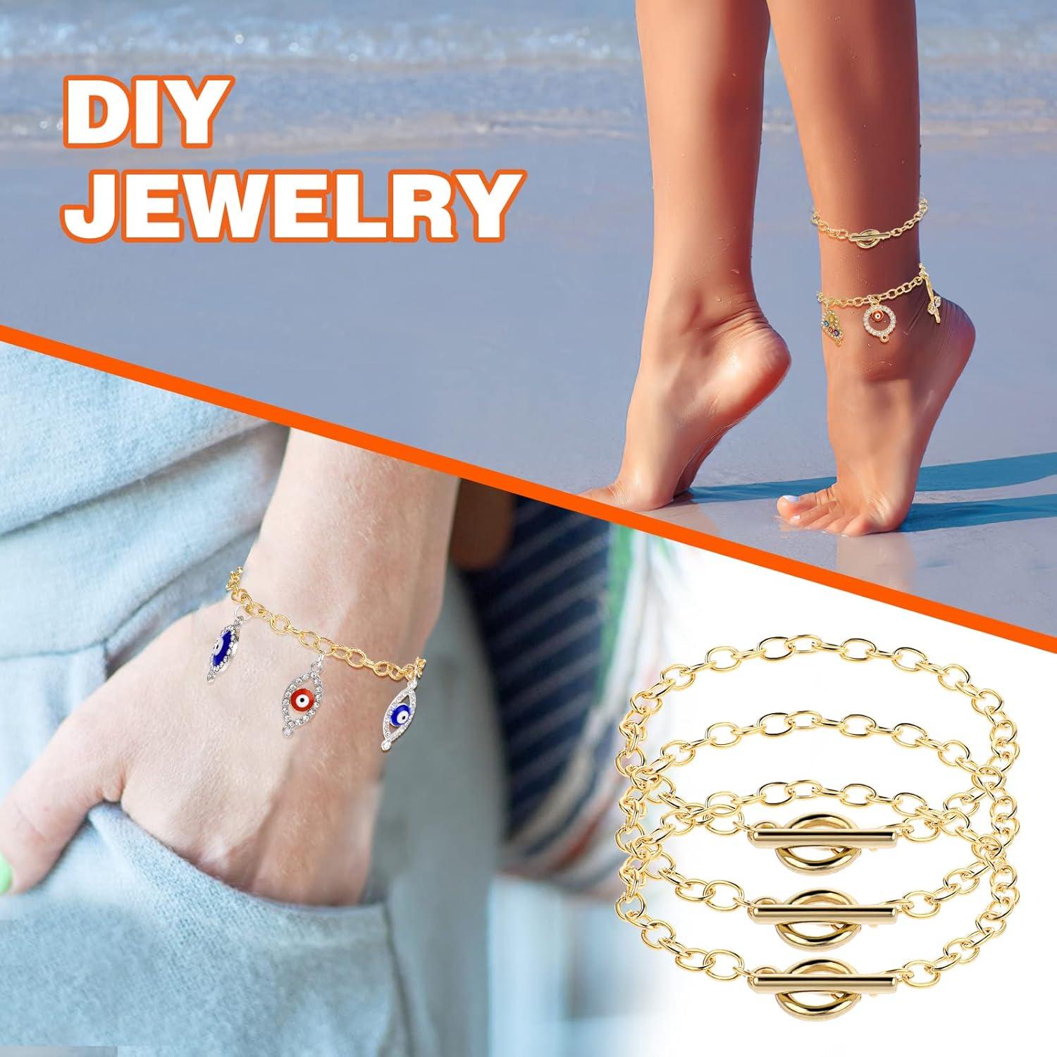 12 Pulseras de Cadena Prasacco para Joyería en Oro 19cm