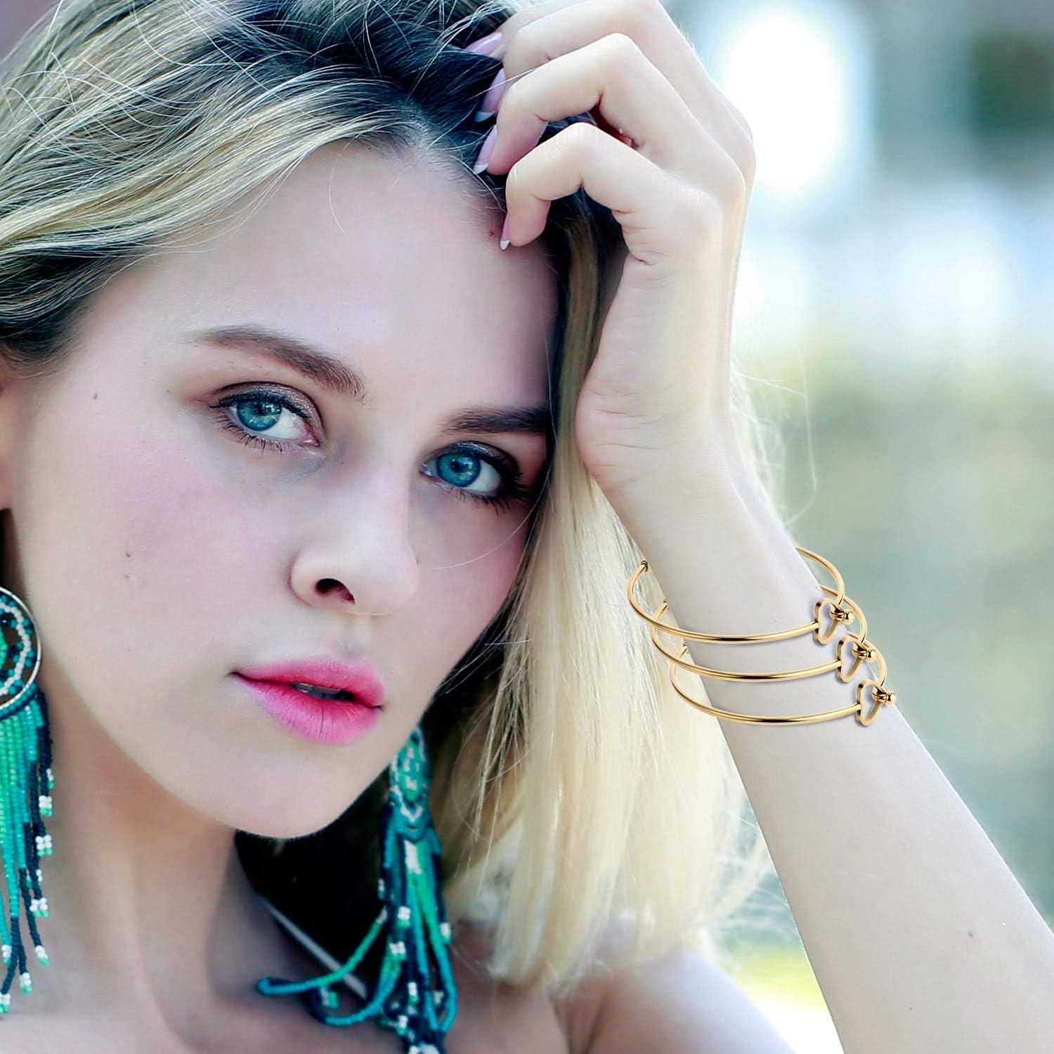 6 Pulseras Abiertas de Acero Inoxidable 14K ALEXCRAFT