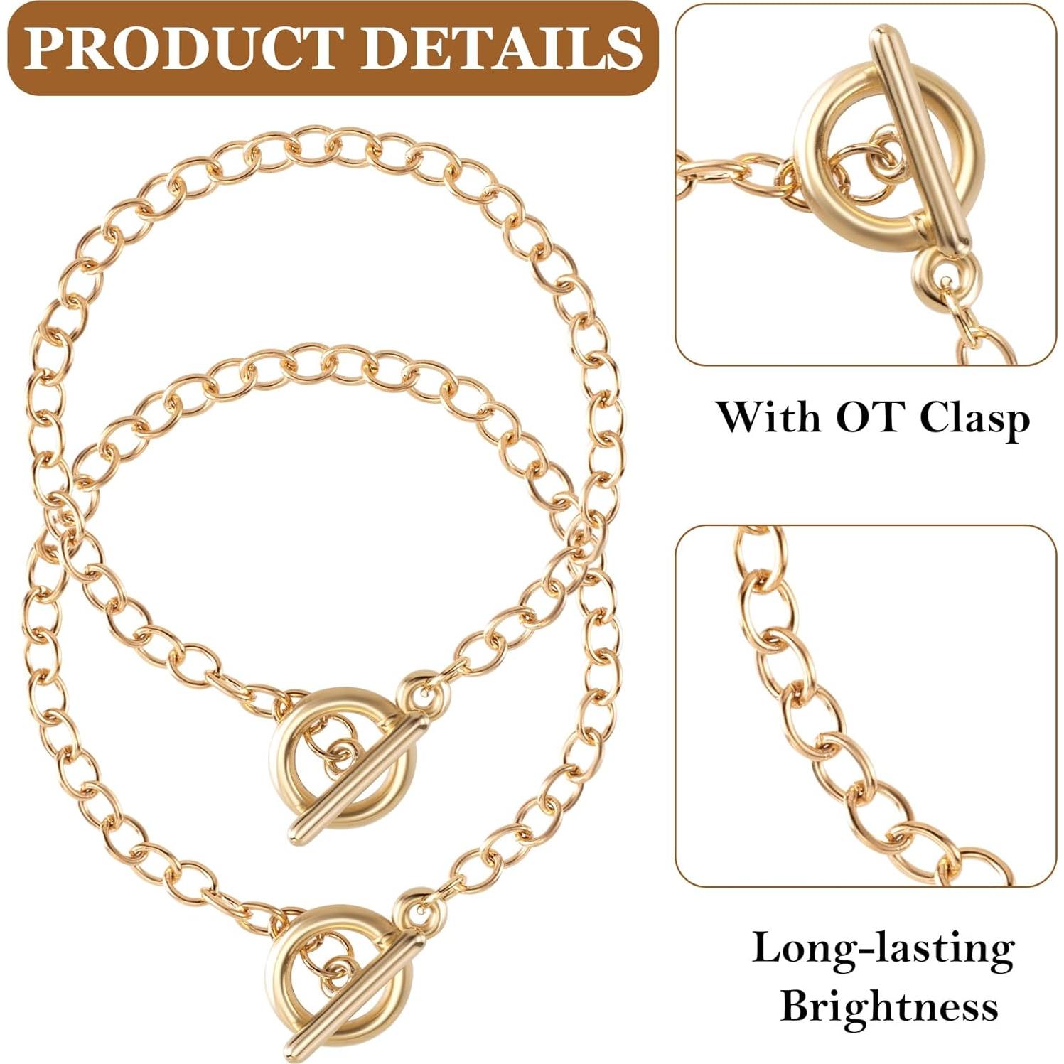 Cadenas de Pulsera DIY Isslly 2 PCS Aleación Oro Plata 19.5 cm