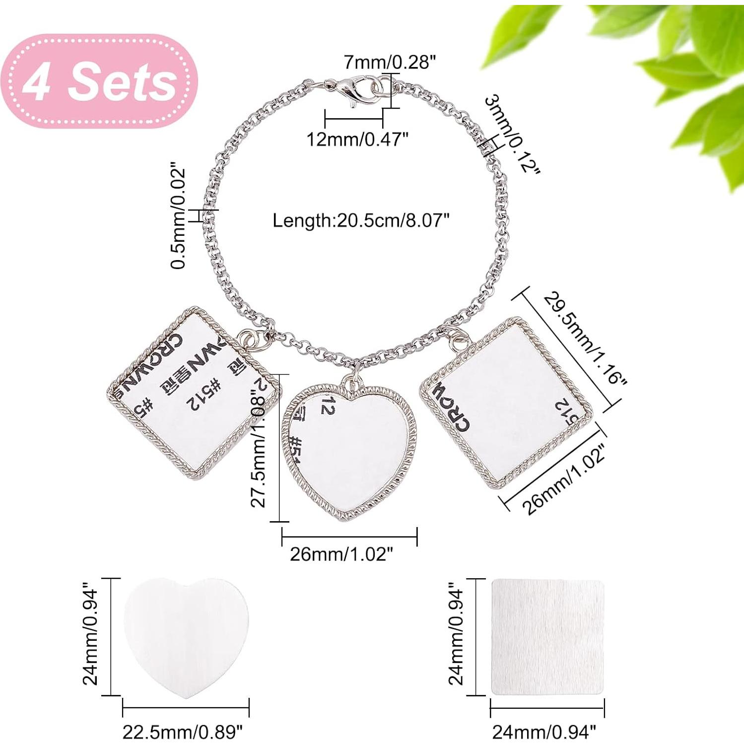 PH PandaHall 4 Pulseras Blancas para Sublimación 20cm DIY