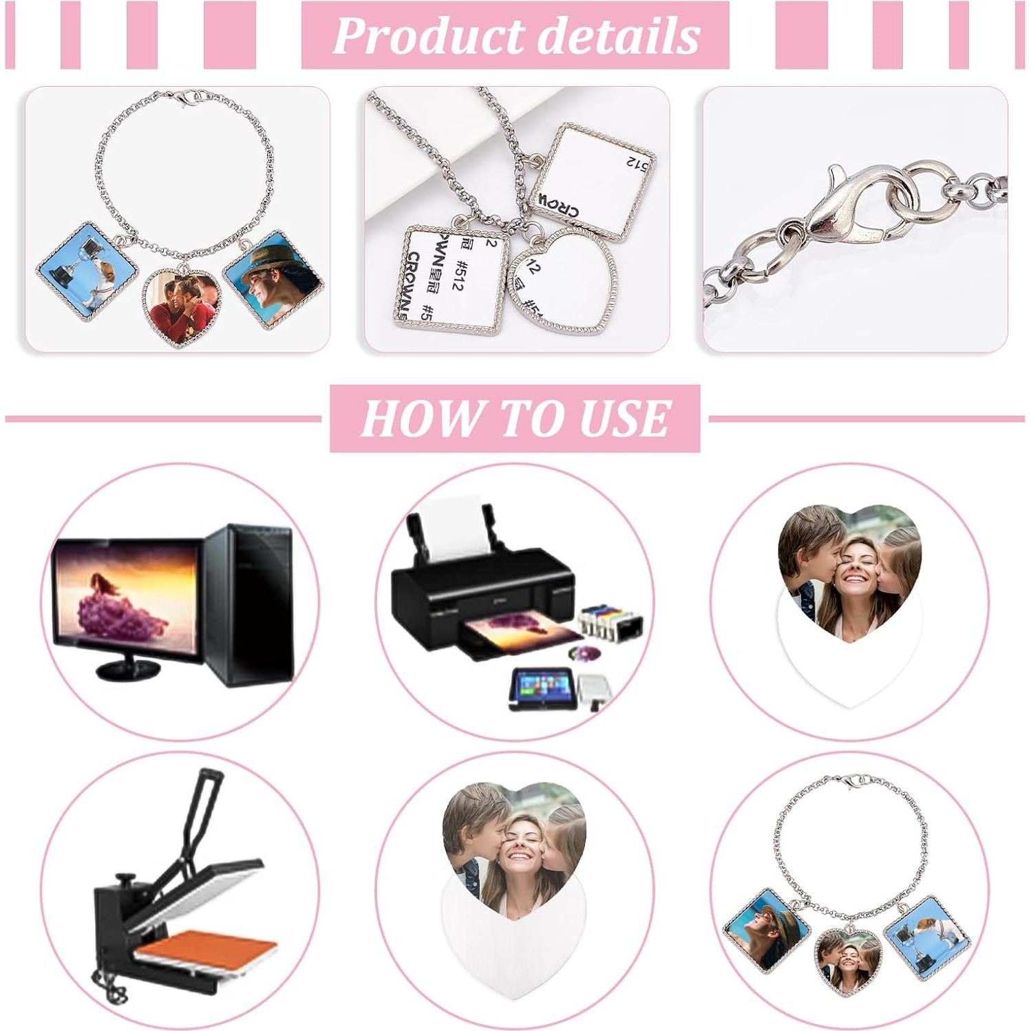 PH PandaHall 4 Pulseras Blancas para Sublimación 20cm DIY