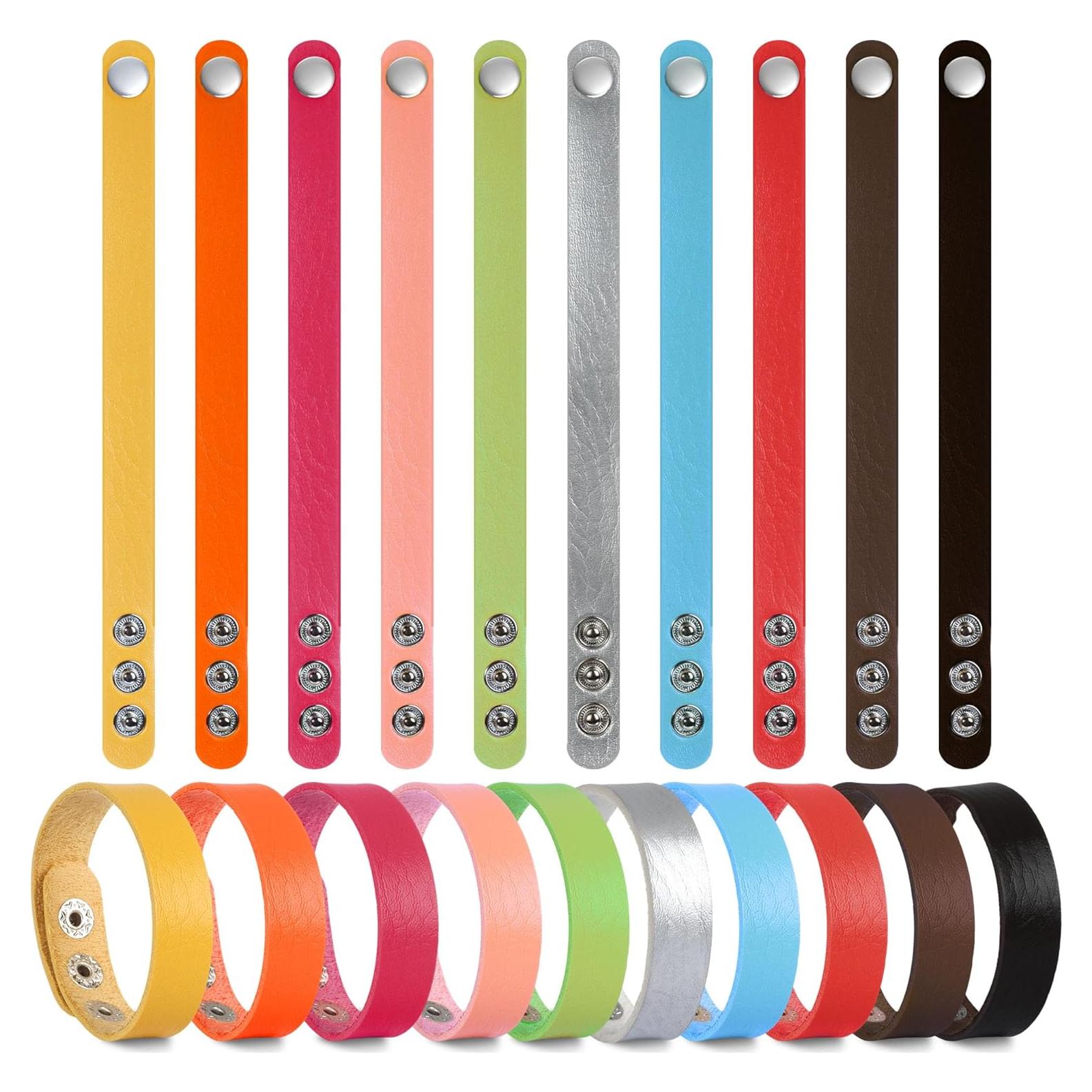 TXIN 20 Pulseras de Cuero Sintético Ajustables DIY Coloridas