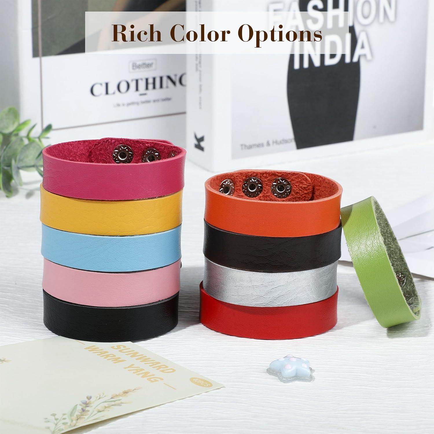 TXIN 20 Pulseras de Cuero Sintético Ajustables DIY Coloridas